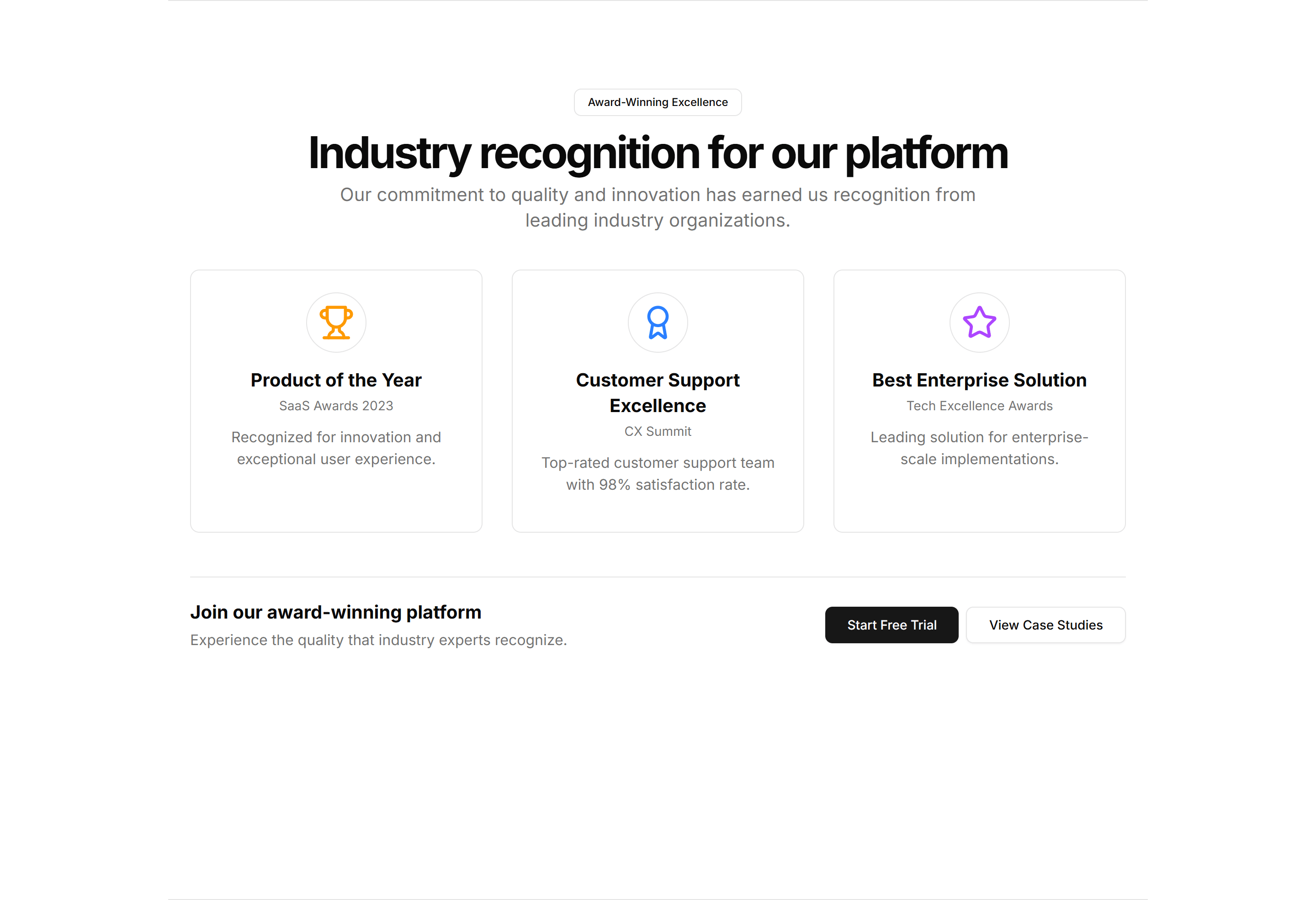Marketing CTA Section: Awards CTA