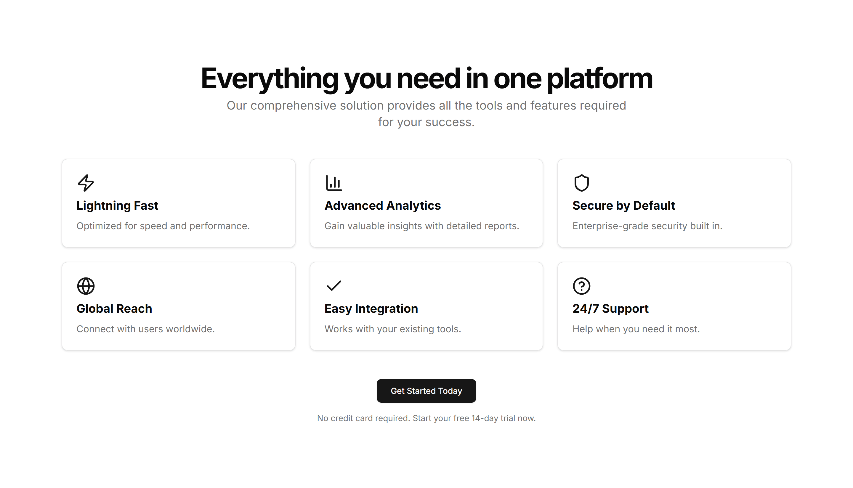 Marketing CTA Section: Feature Grid