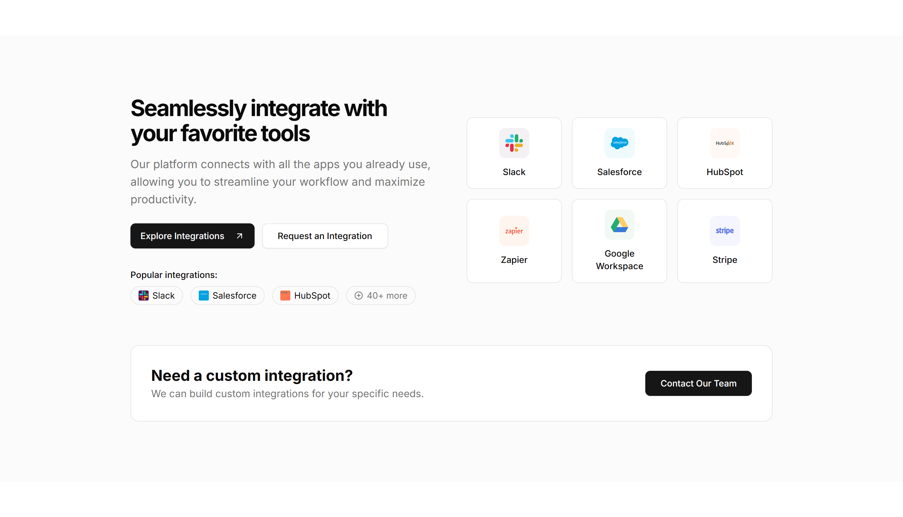Marketing CTA Section: Integrations CTA