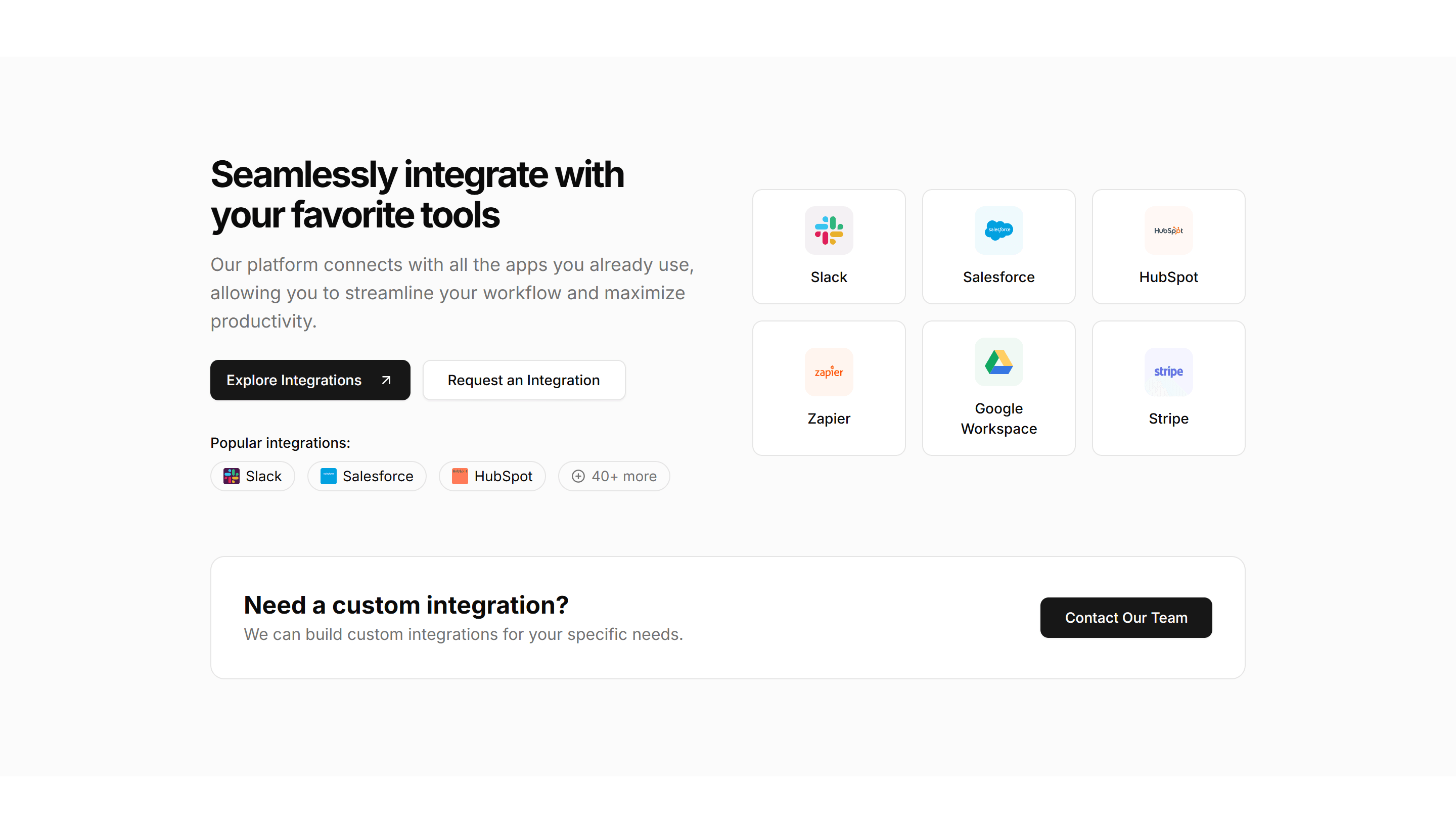 Marketing CTA Section: Integrations CTA