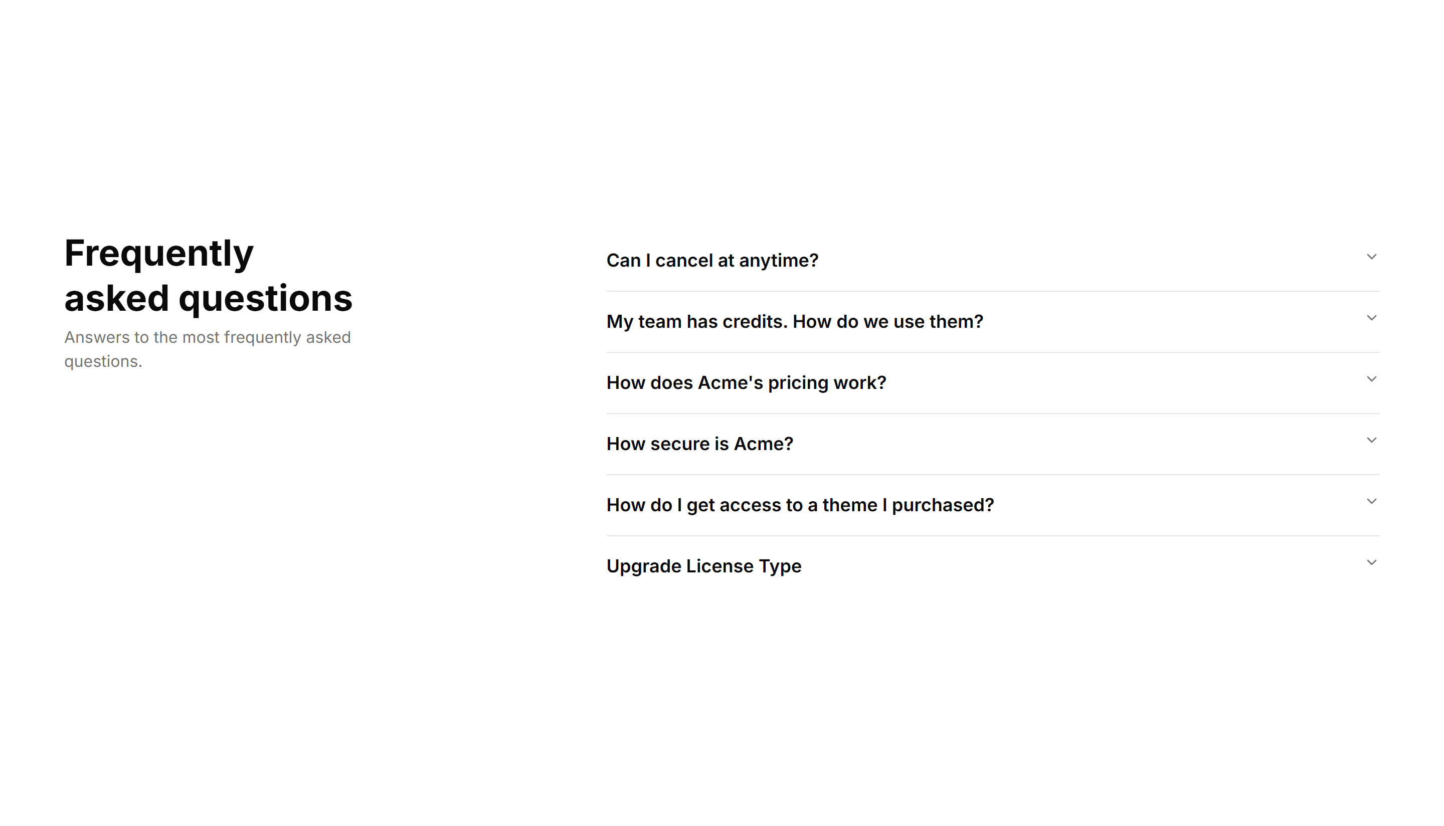 Marketing FAQ Section: Right Aligned