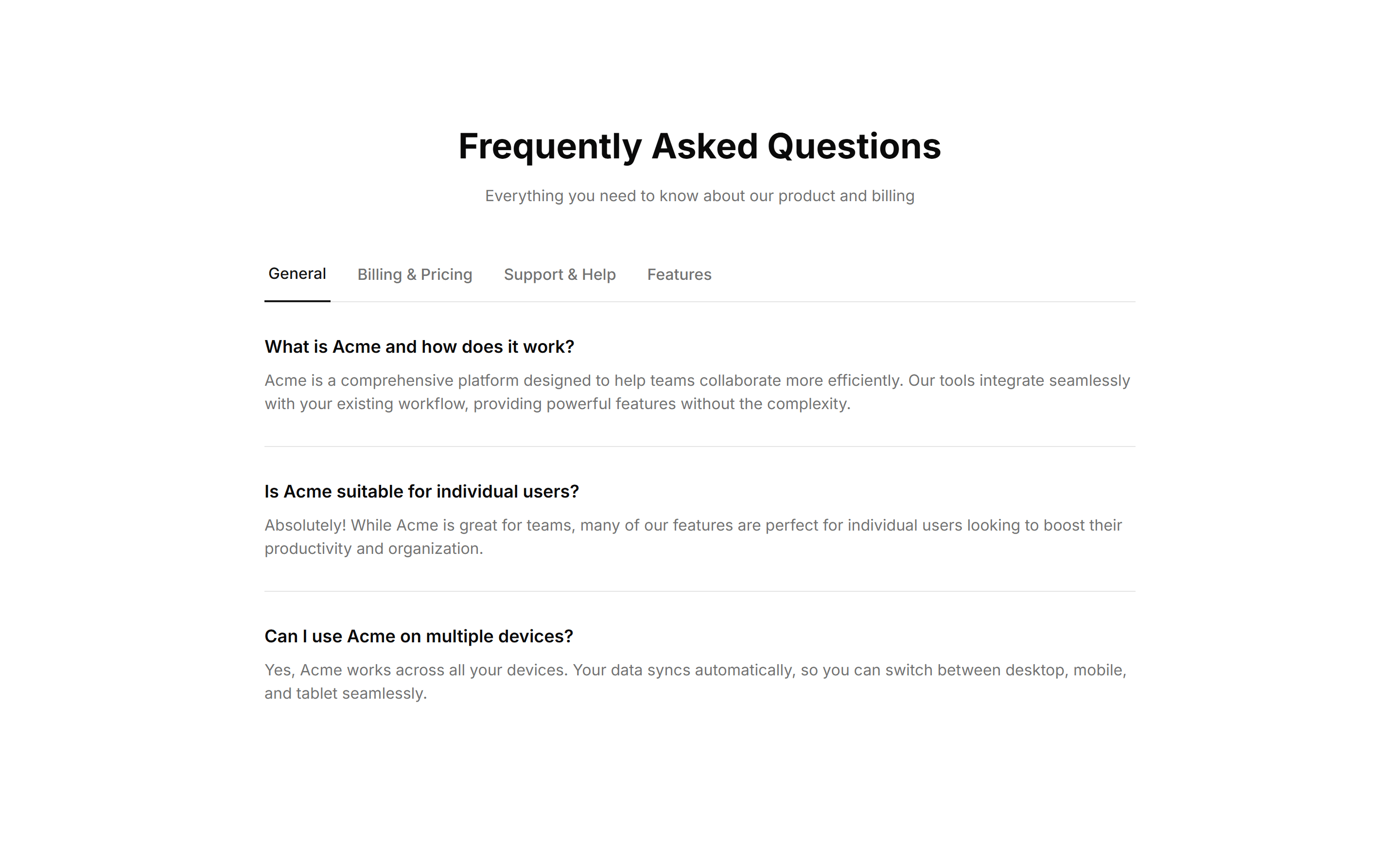 Faq Section Block Marketing FAQ Sections | Shadcn UI Blocks