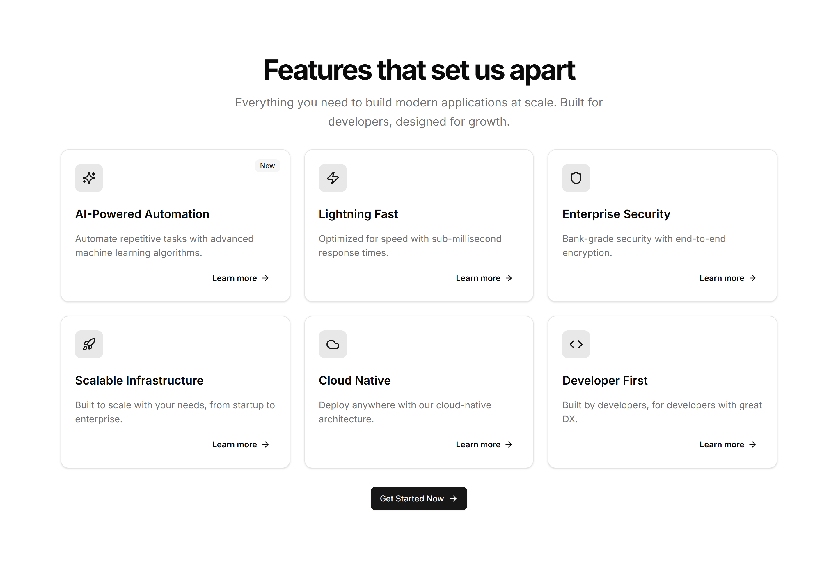 Marketing Feature Section: Card Grid