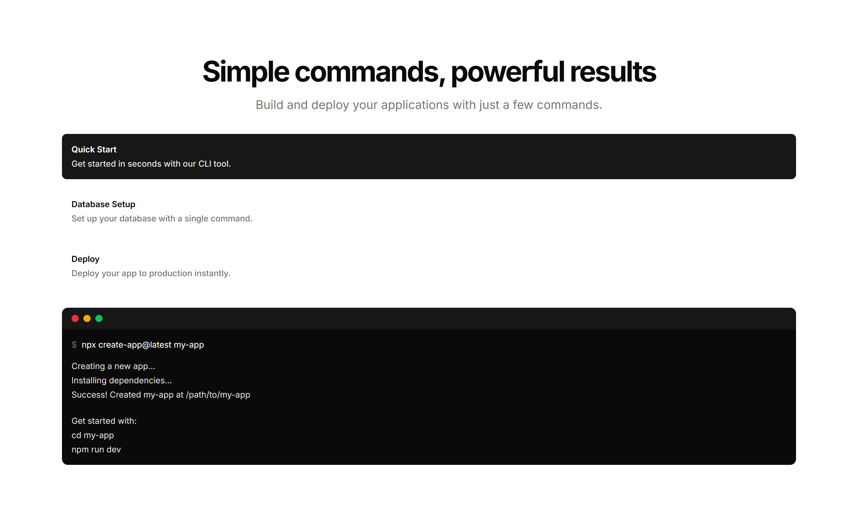 Marketing Feature Section: Terminal