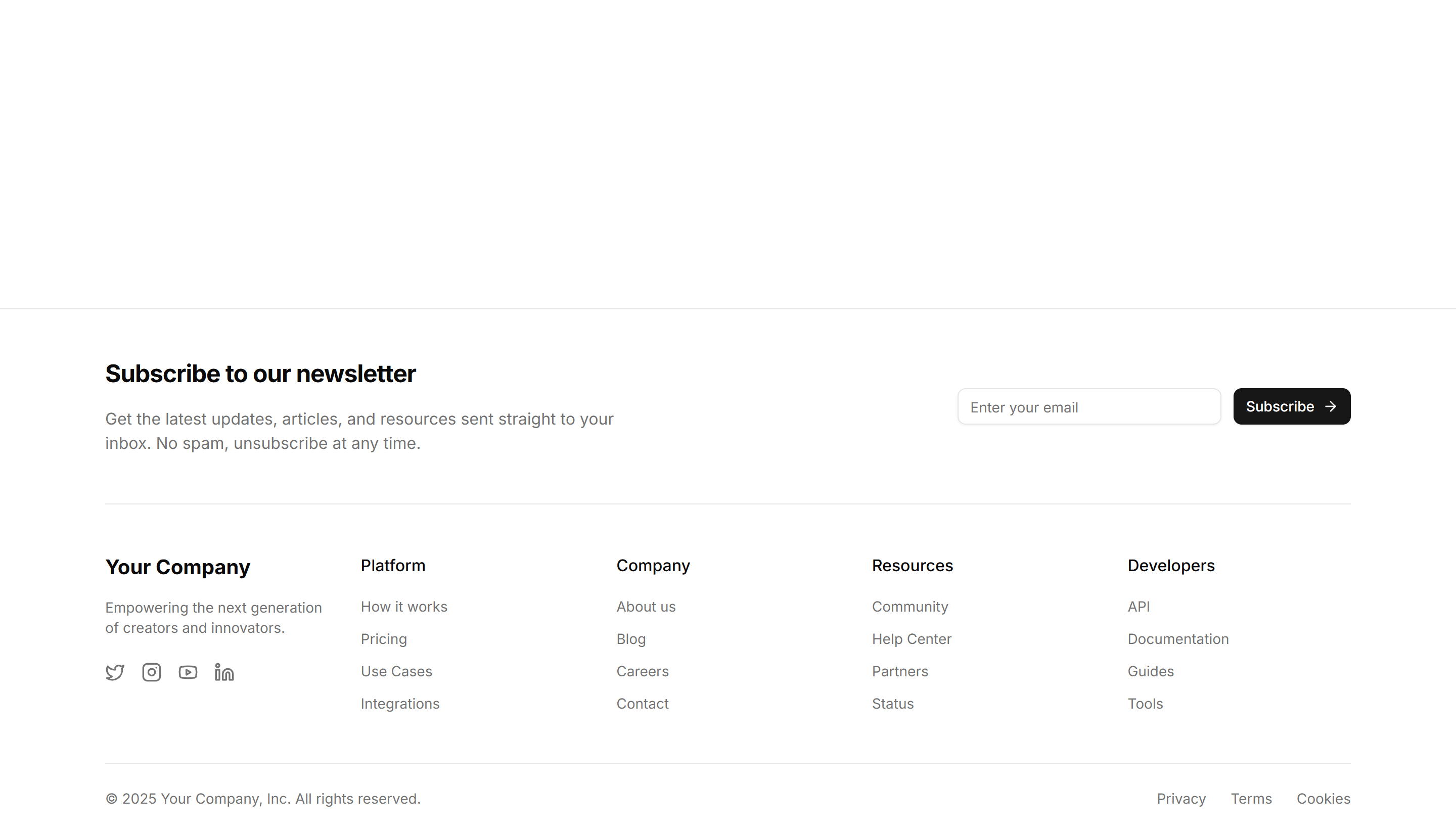 Marketing Footer: Subscribe