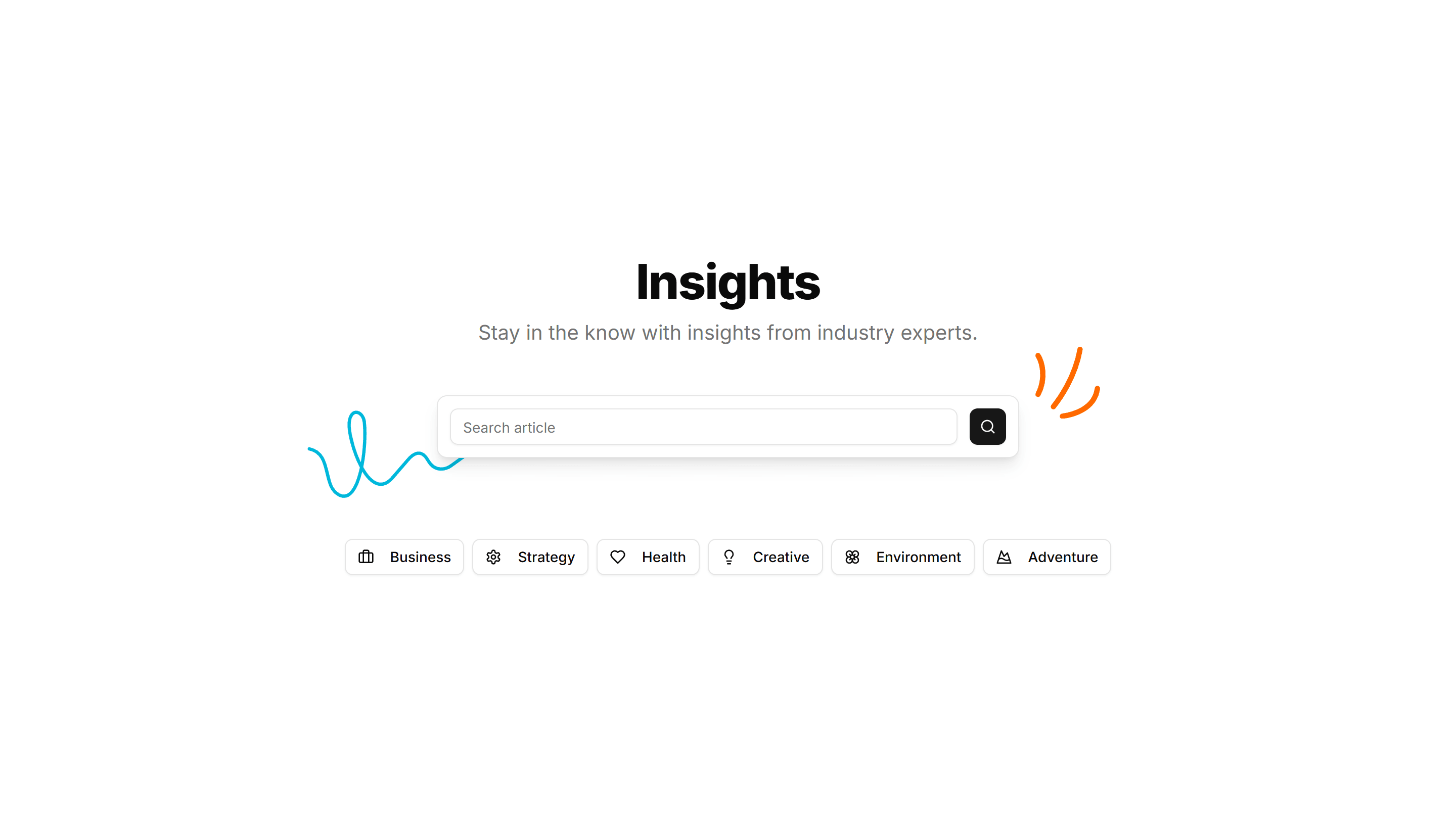 Marketing Hero Form: Center Aligned Search With Tags
