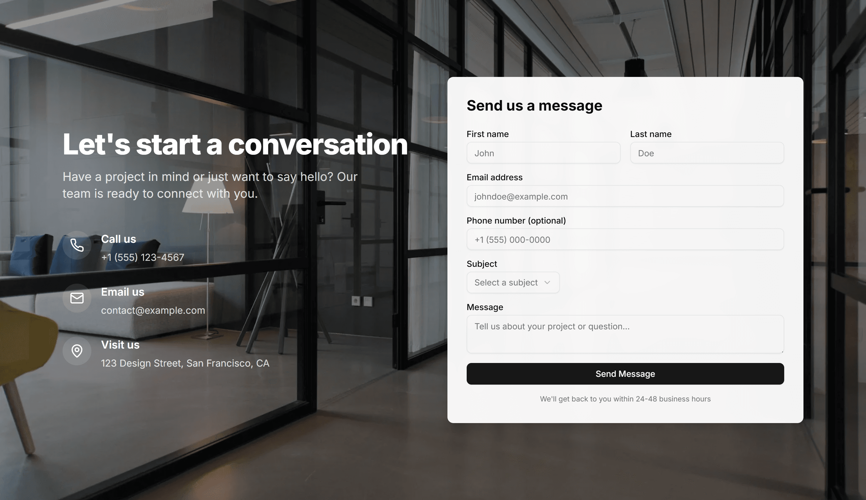 Marketing Hero Form: Contact Form With Background