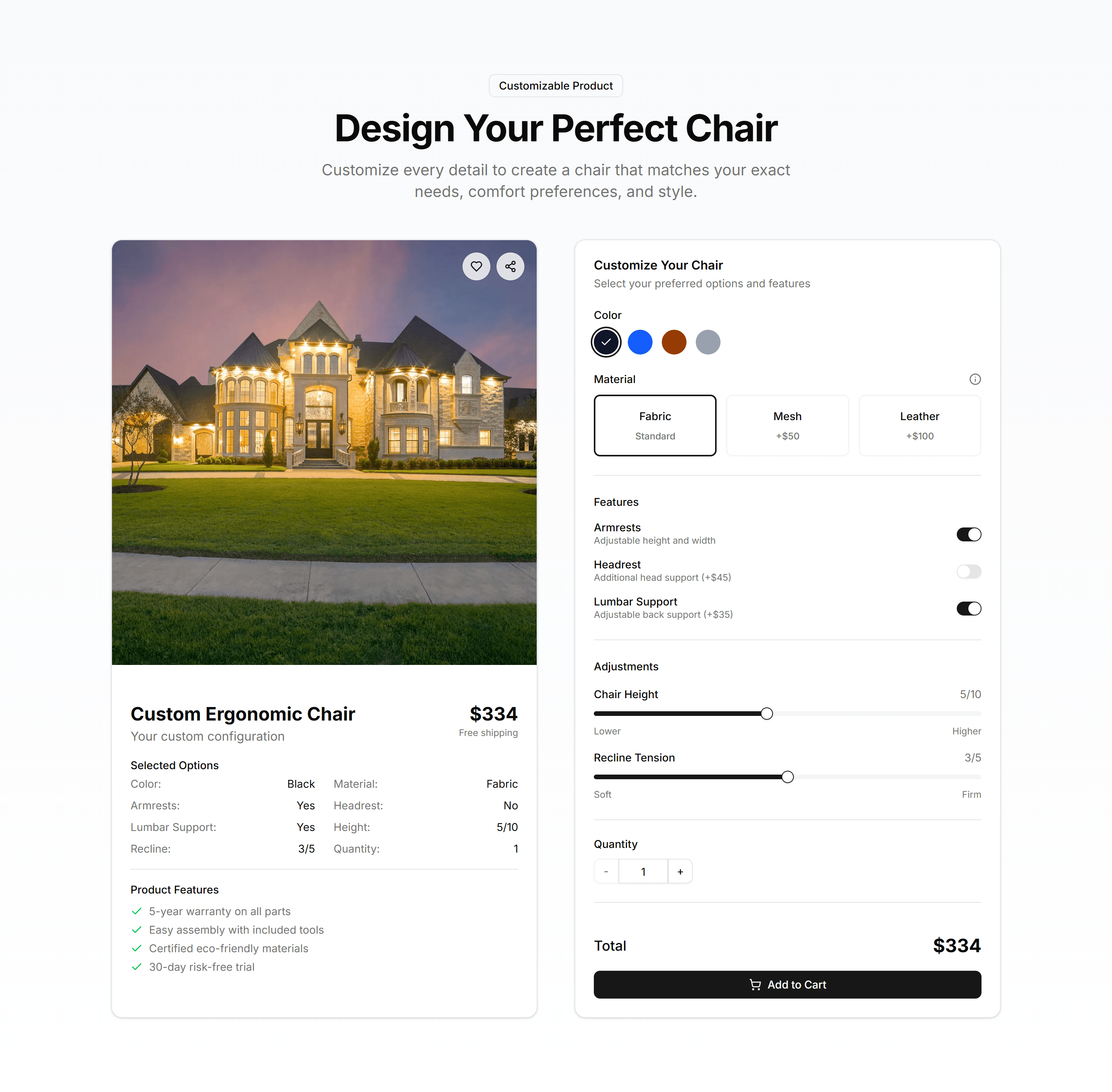 Marketing Hero Form: Product Customizer Form