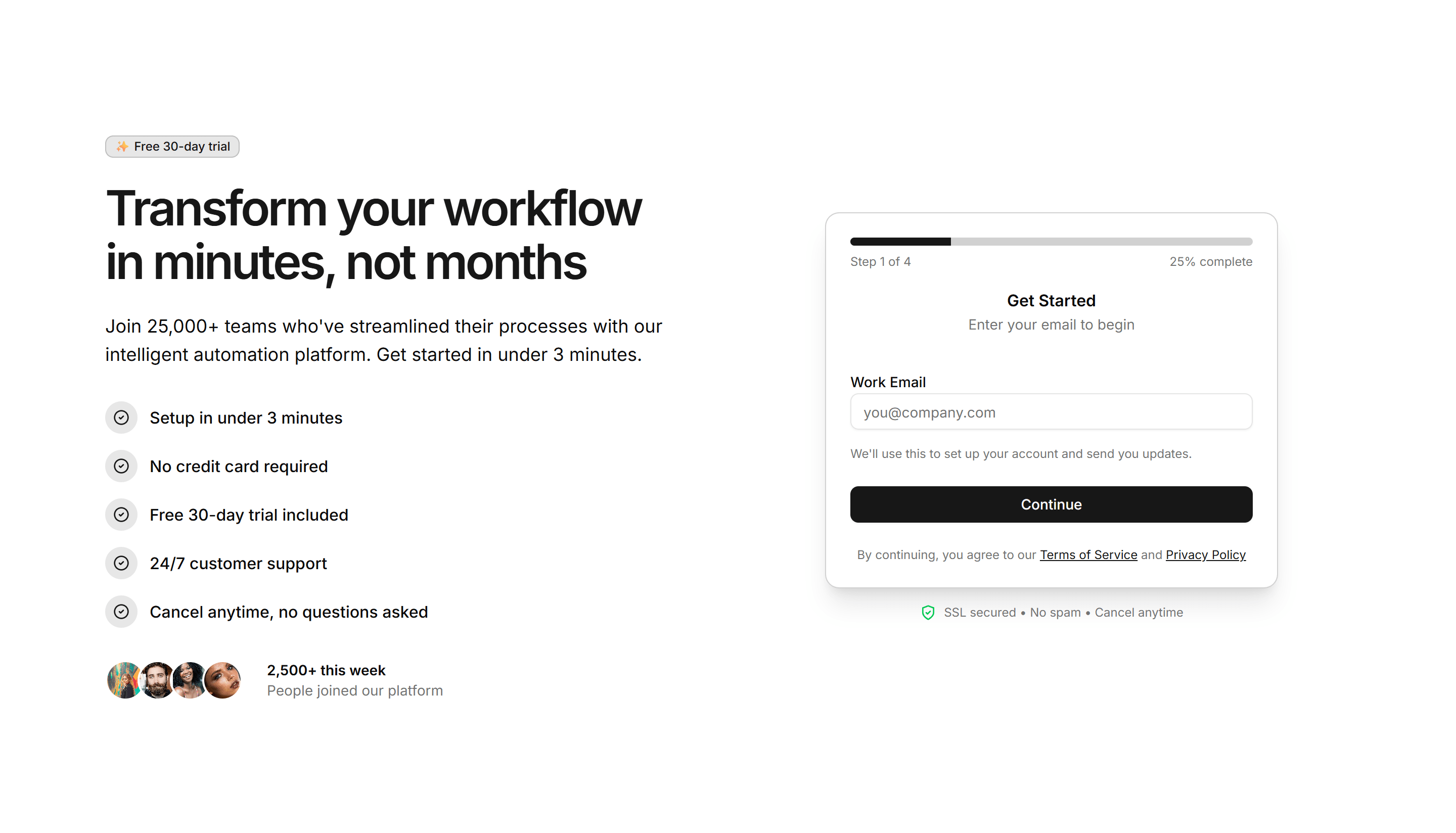 Marketing Hero Section: Multi-Step CTA Hero