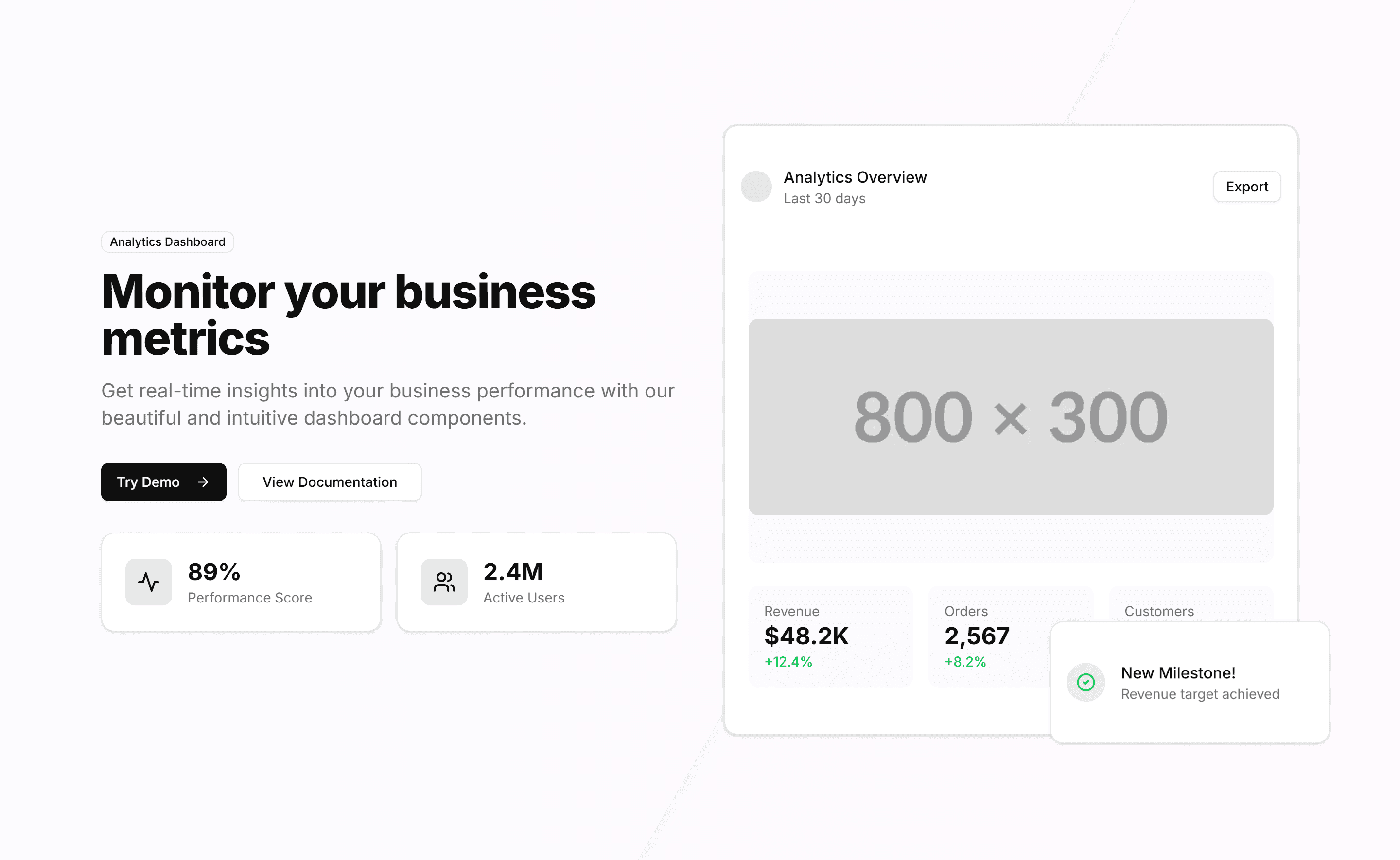 Marketing Hero Section: With Dashboard