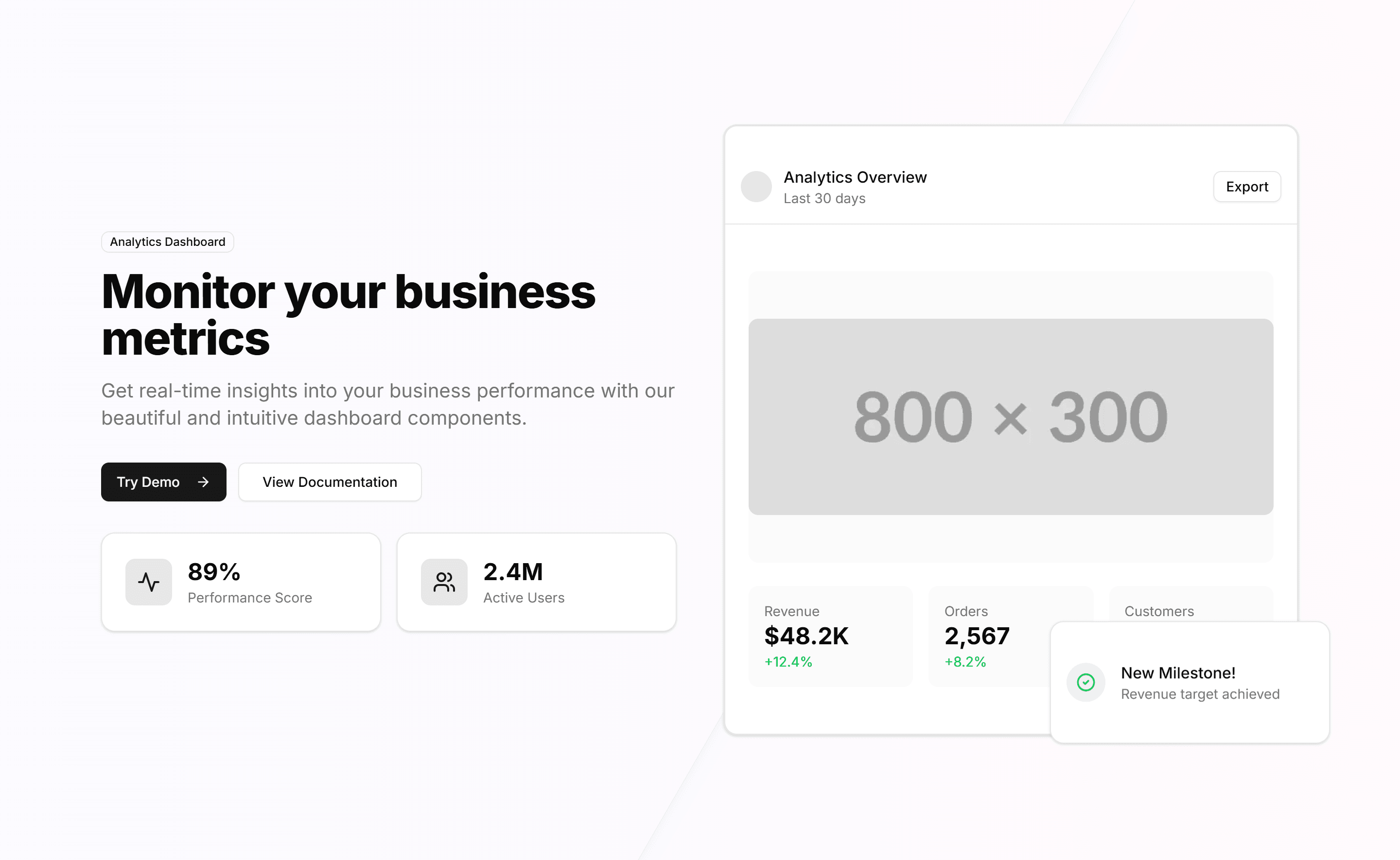 Marketing Hero Section: With Dashboard