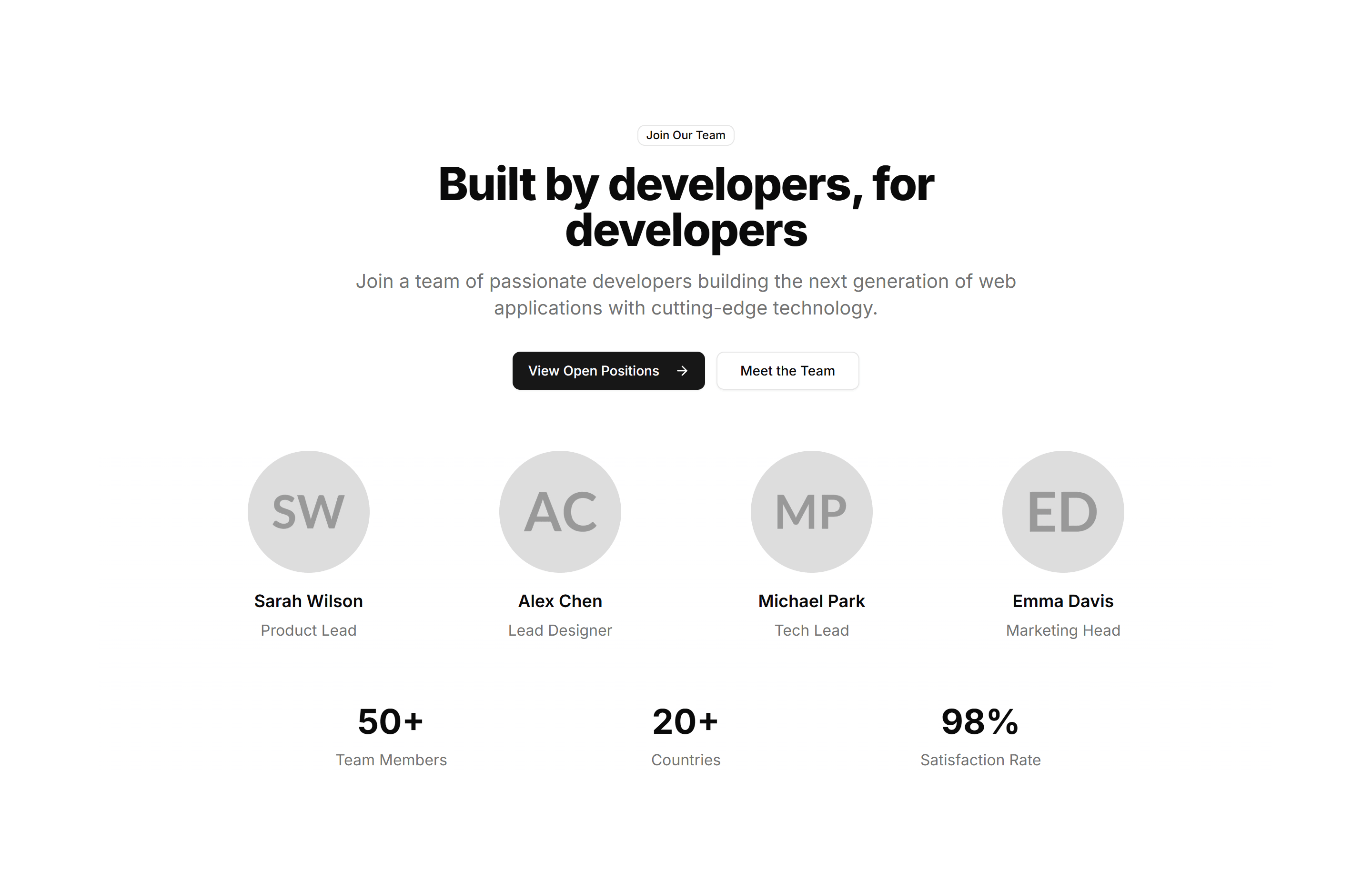 Marketing Hero Section: With Team Grid