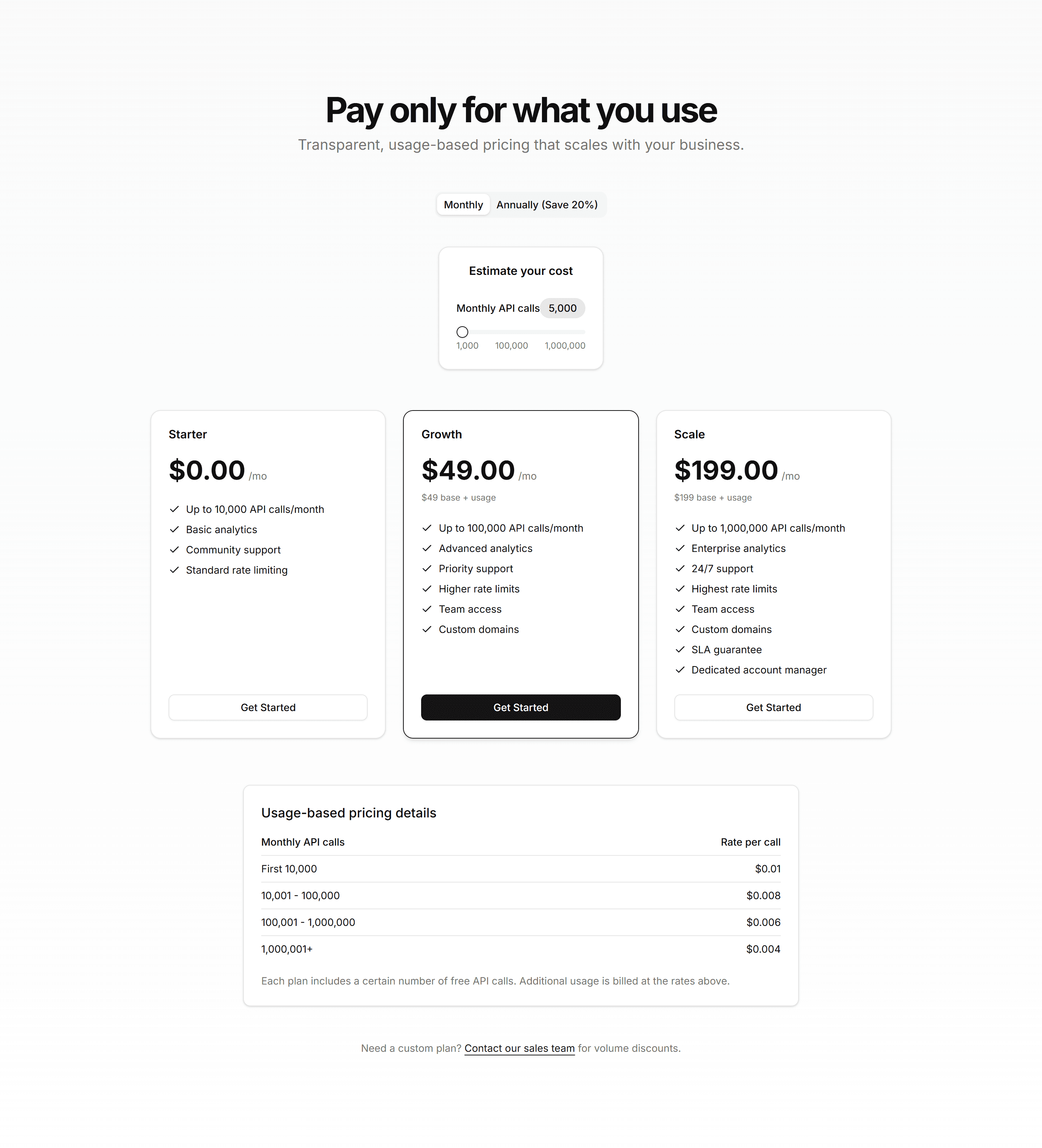Marketing Pricing Section: Calculator