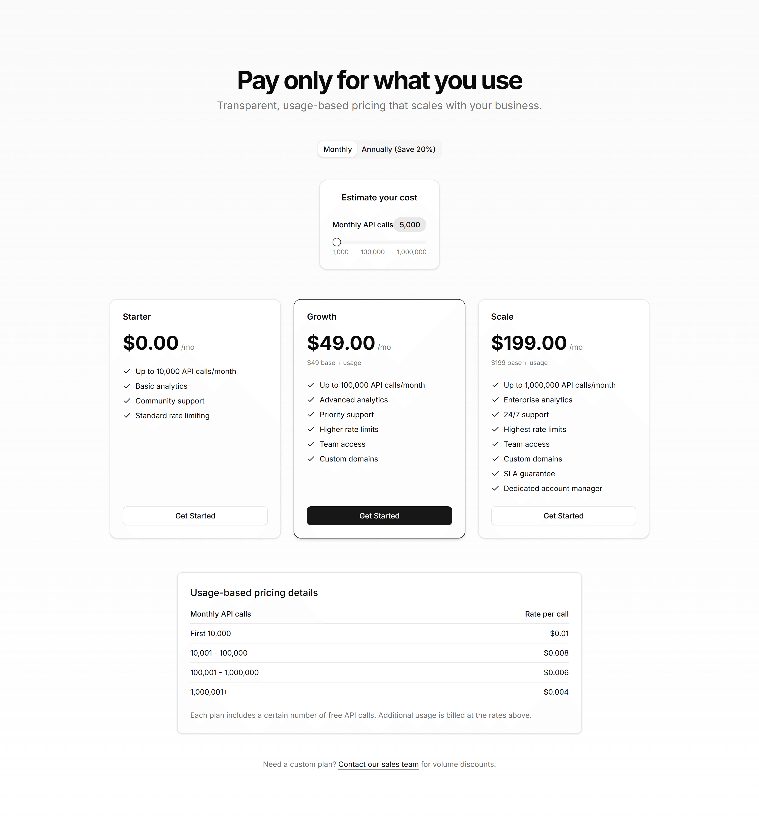 Marketing Pricing Section: Calculator