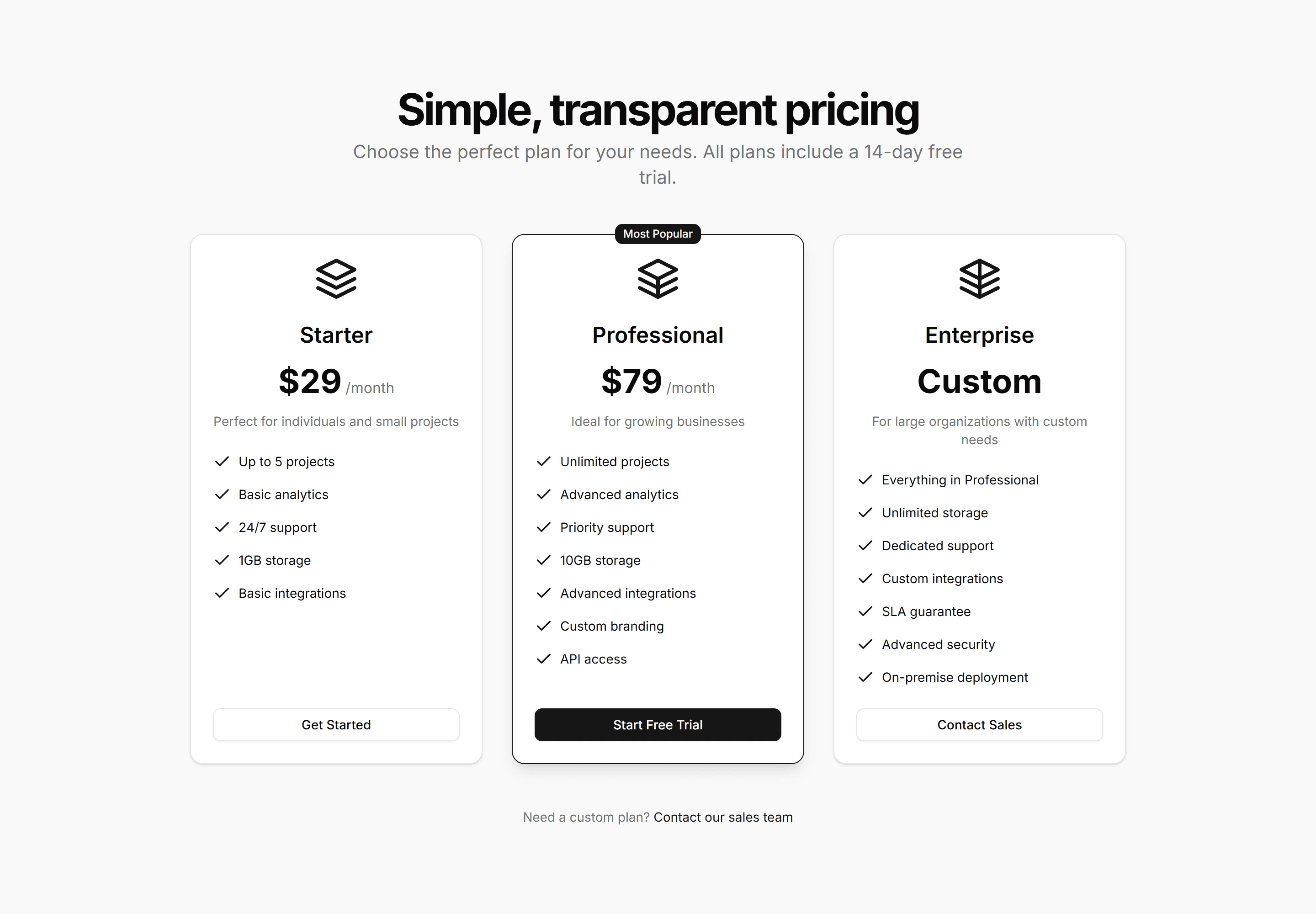 Marketing Pricing Section: Modern