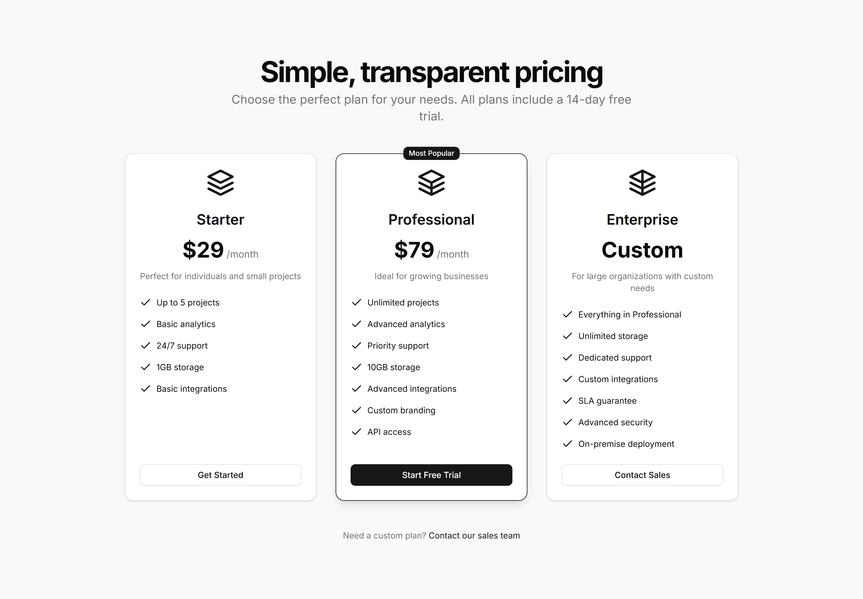 Marketing Pricing Section: Modern