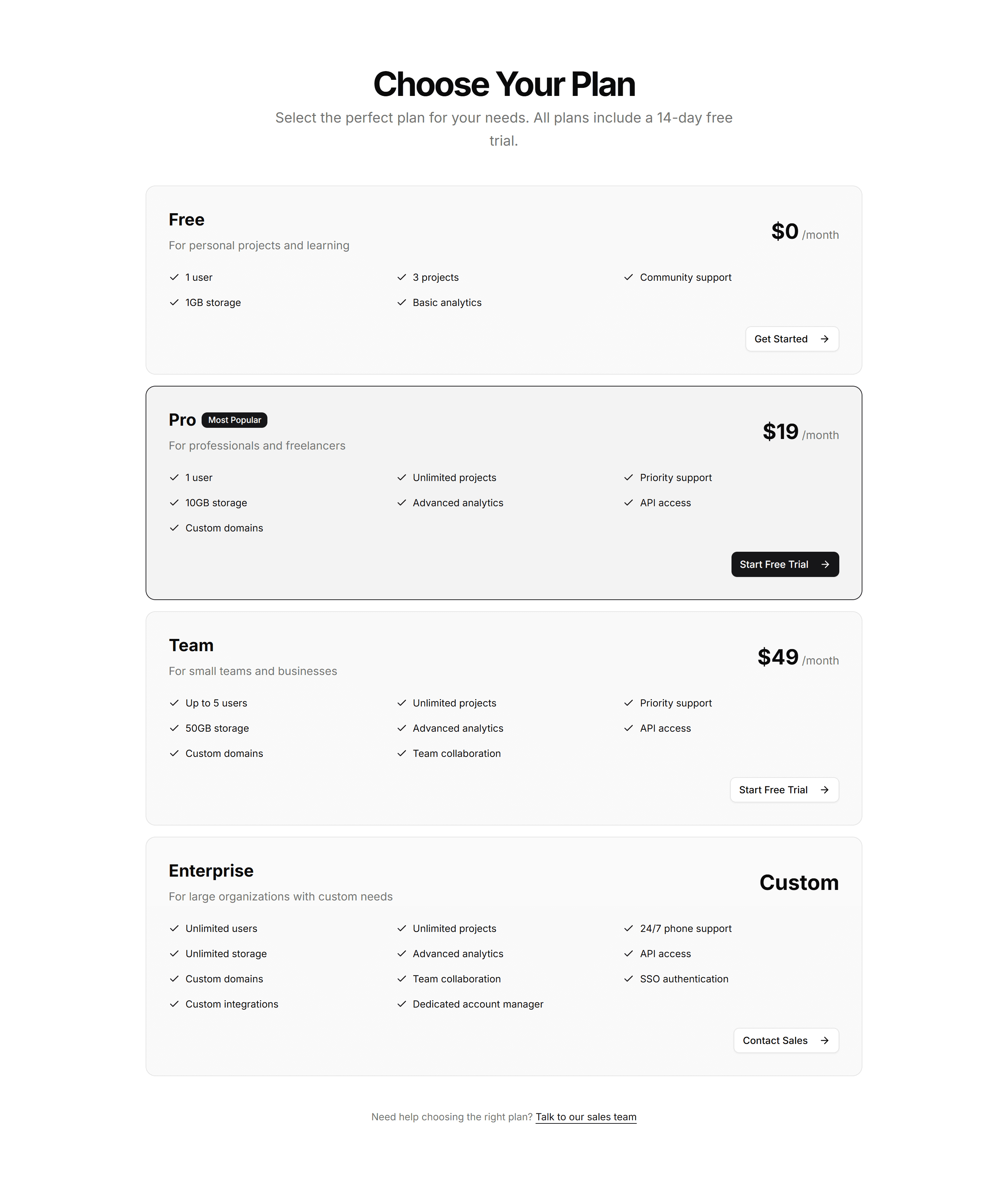 Marketing Pricing Section: Stacked