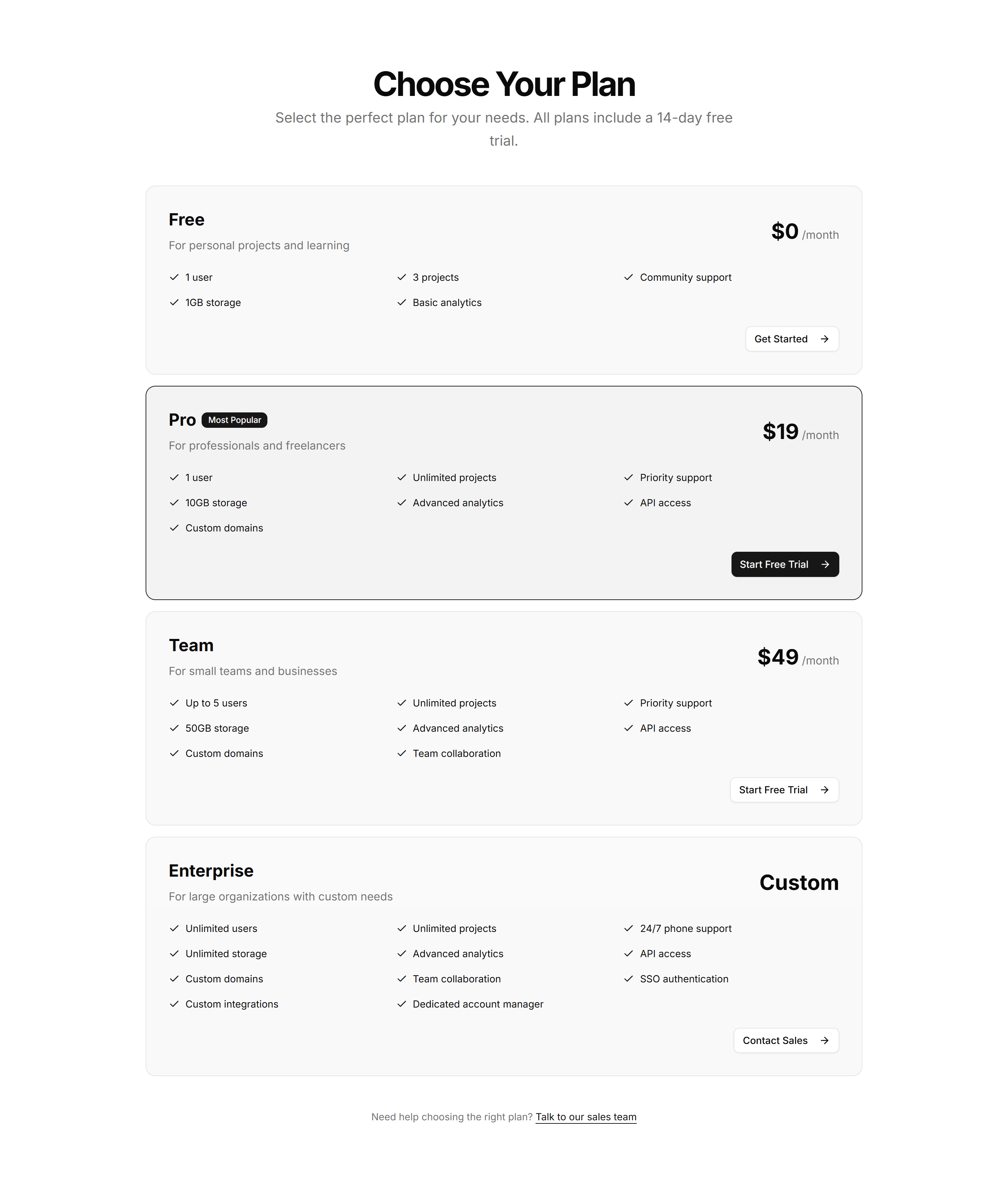 Marketing Pricing Section: Stacked