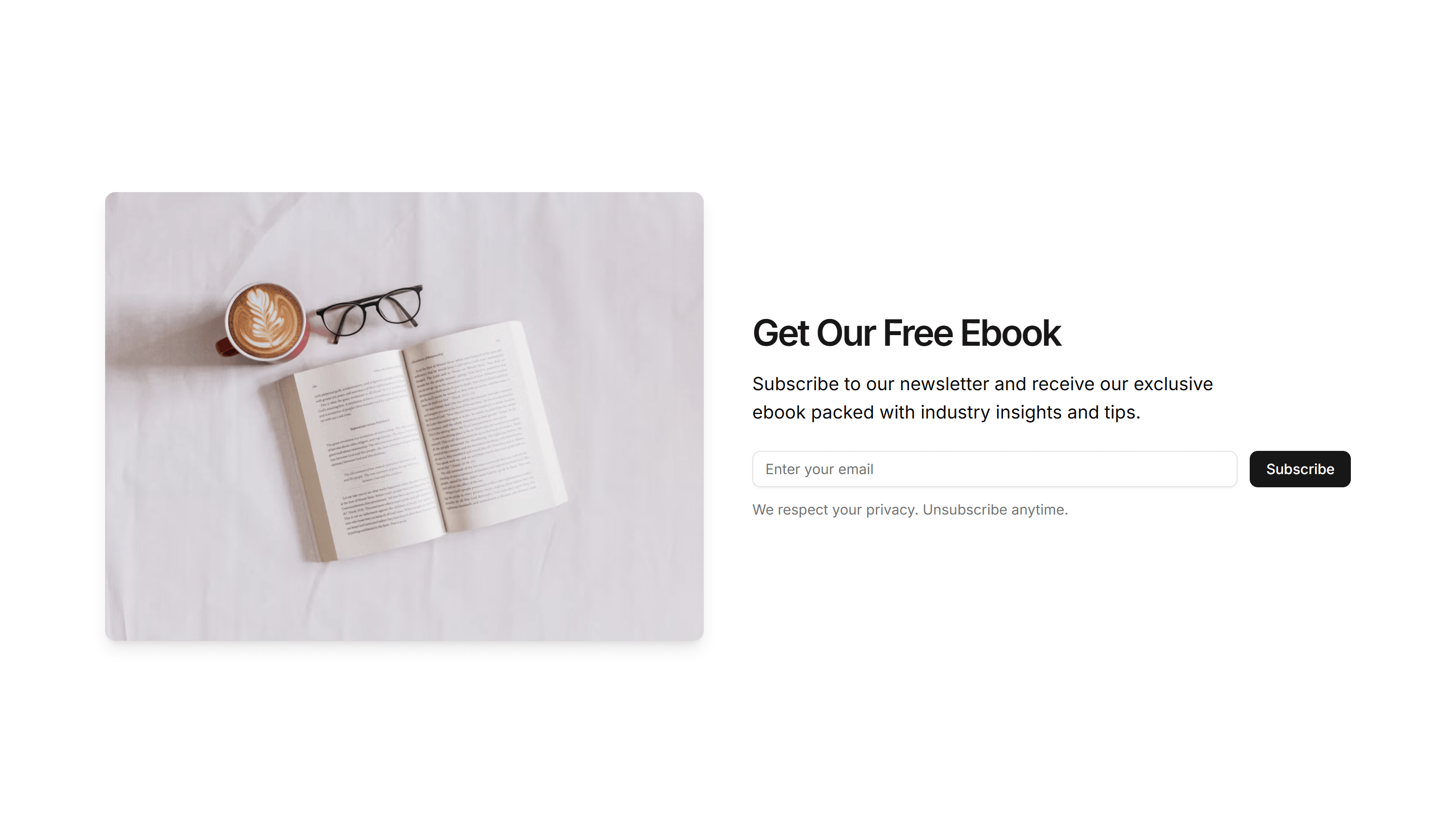 Marketing Subscribe: Split Layout