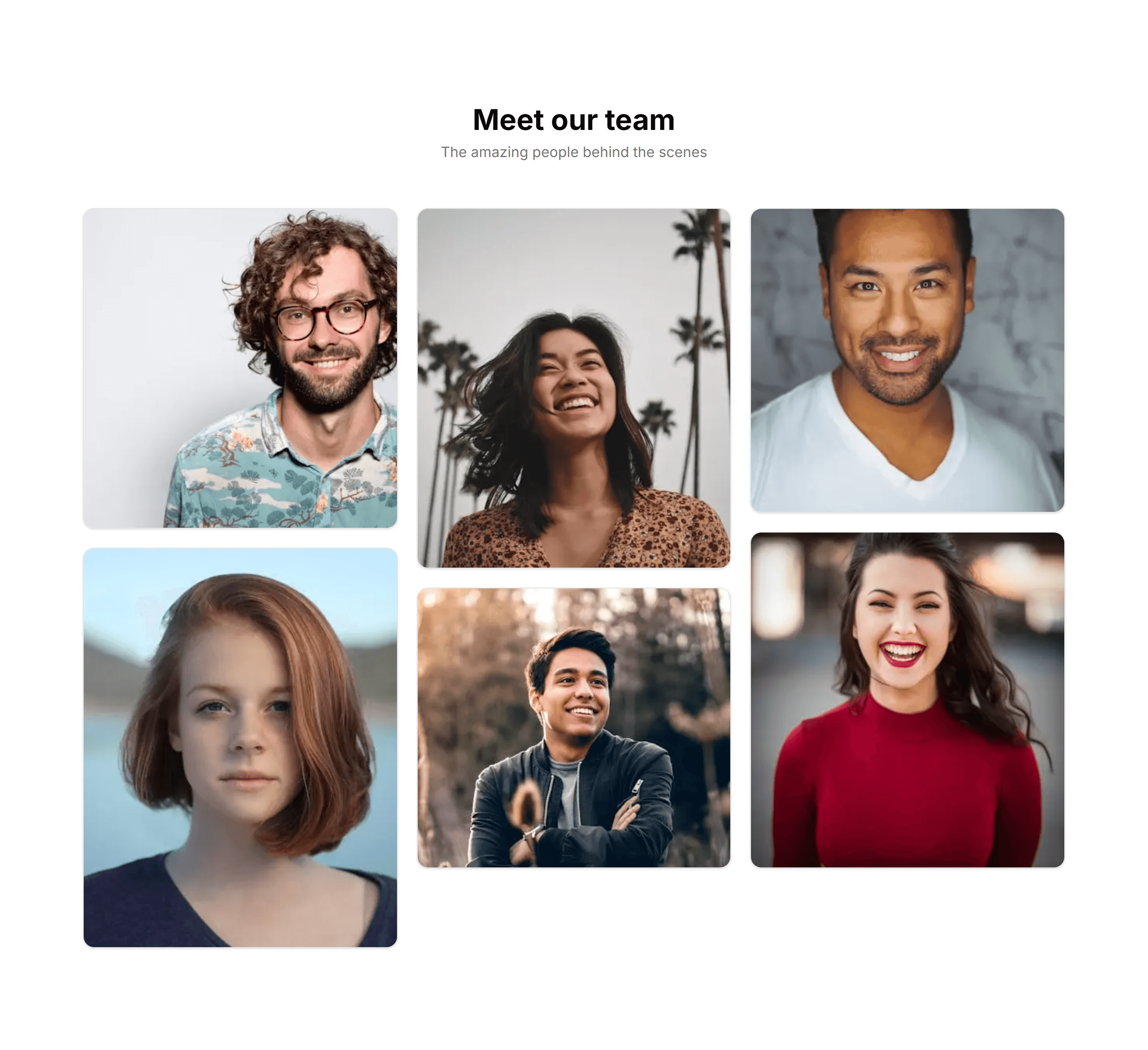 Marketing Team Section: Masonry Grid