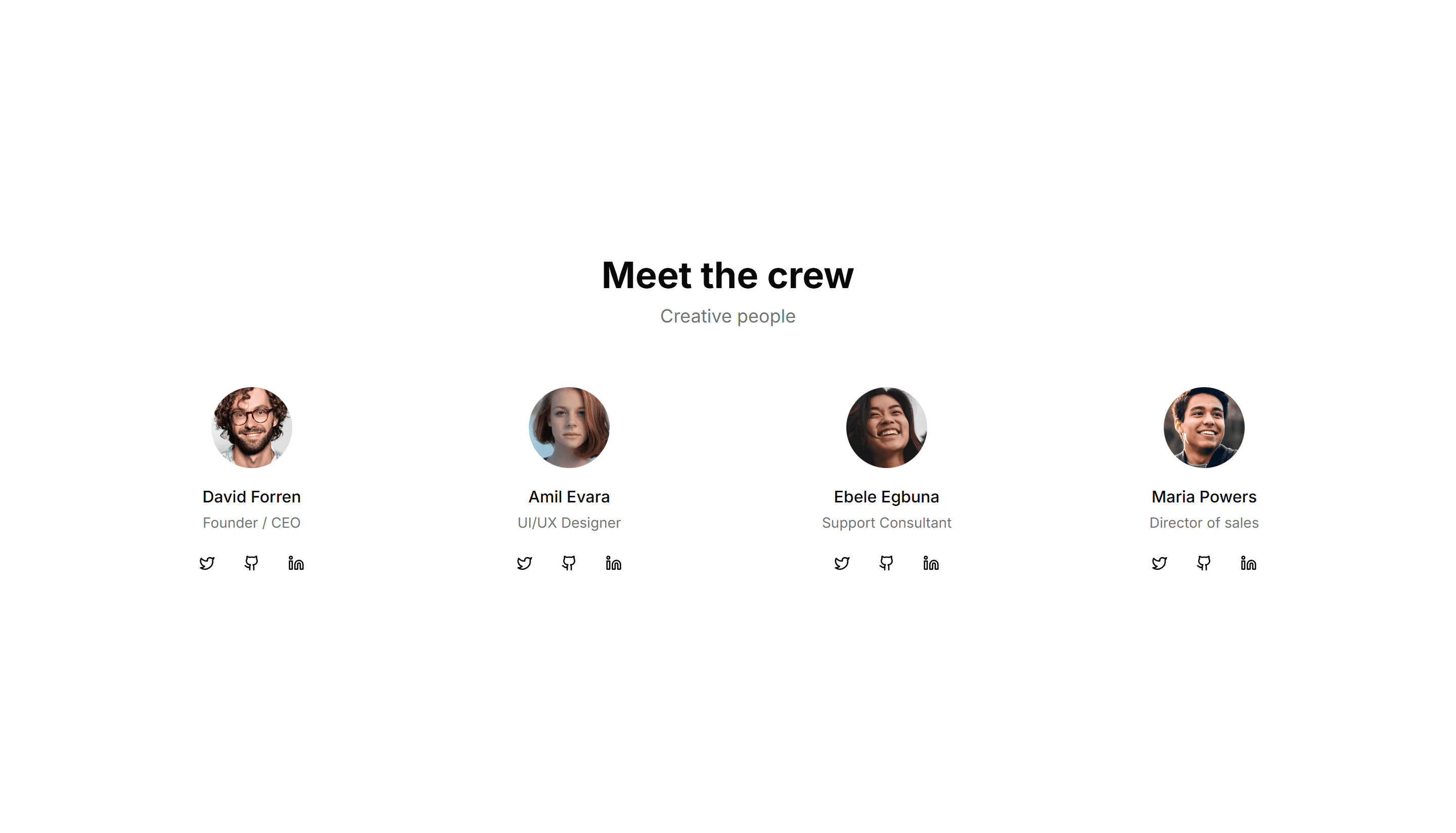 Marketing Team Section: Simple Cards