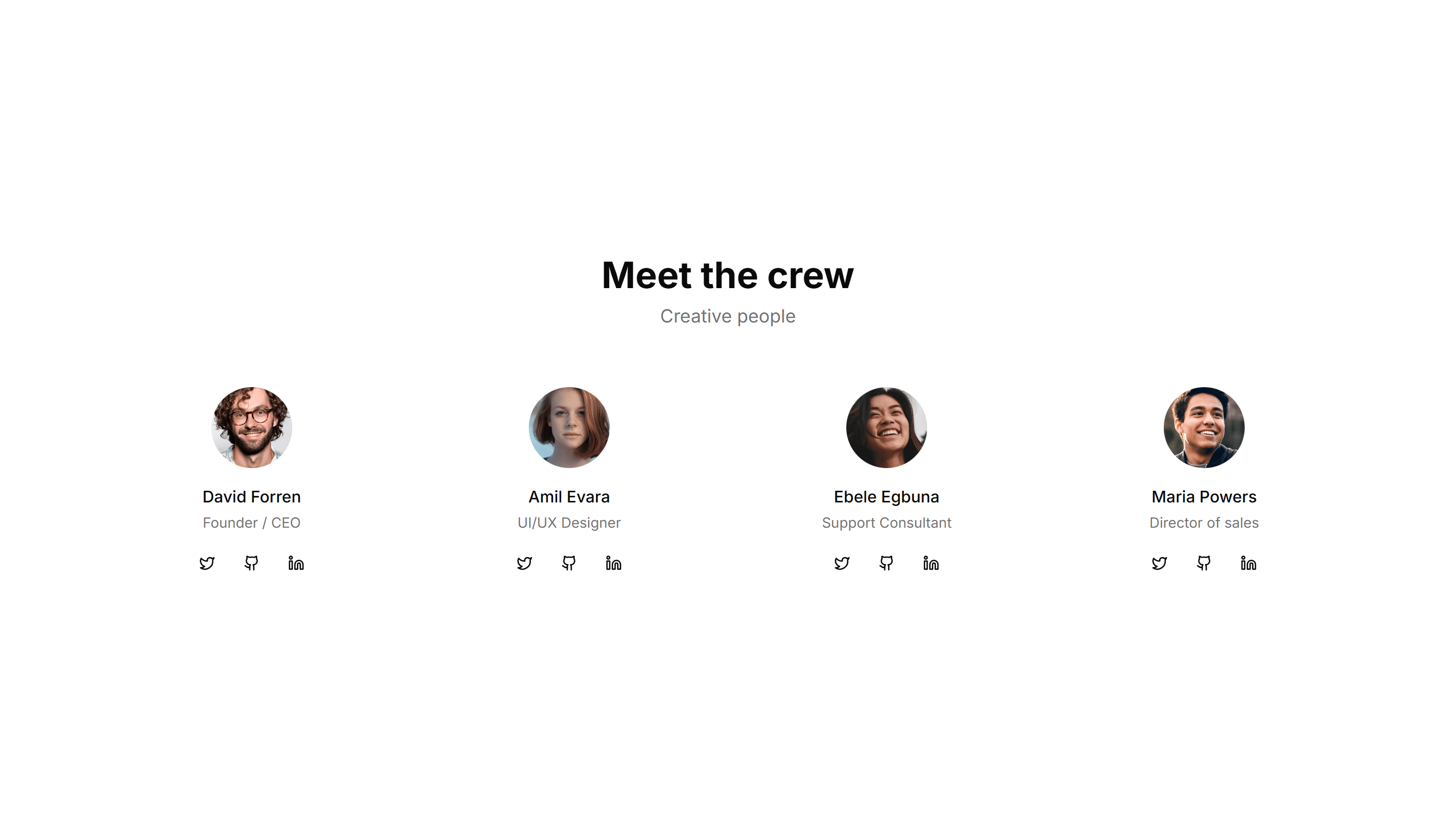 Marketing Team Section: Simple Cards