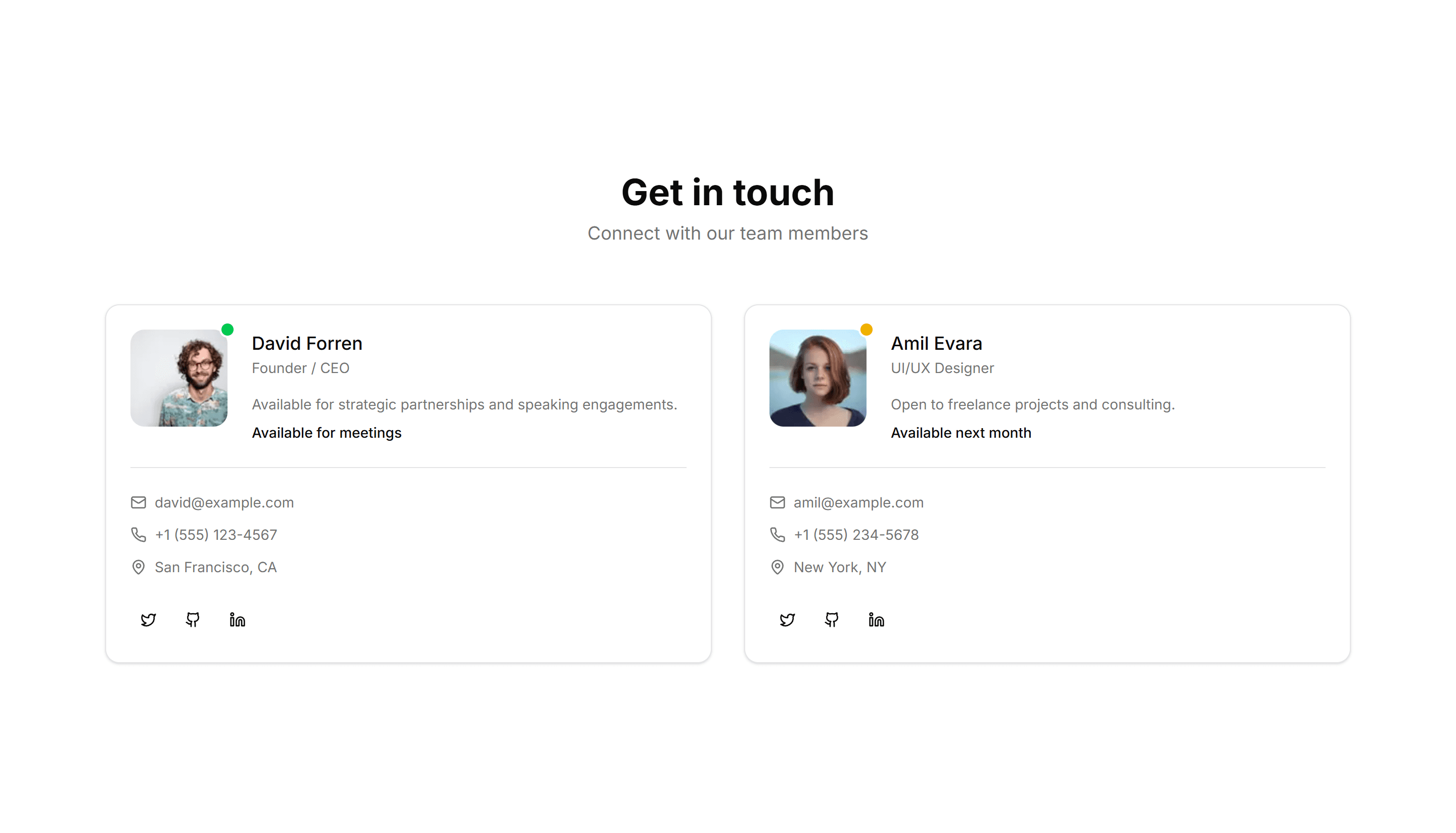 Marketing Team Section: With Contact