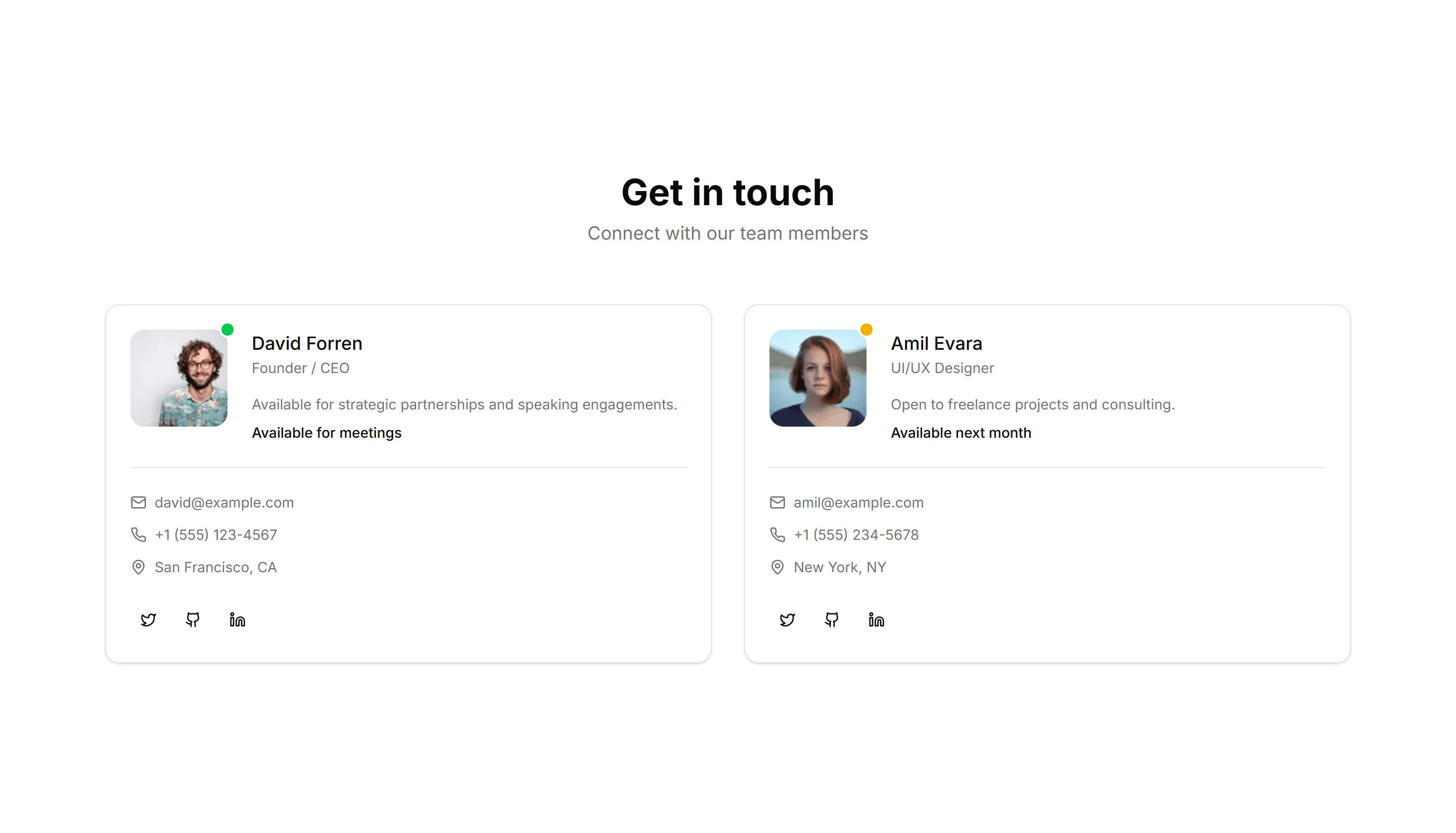 Marketing Team Section: With Contact