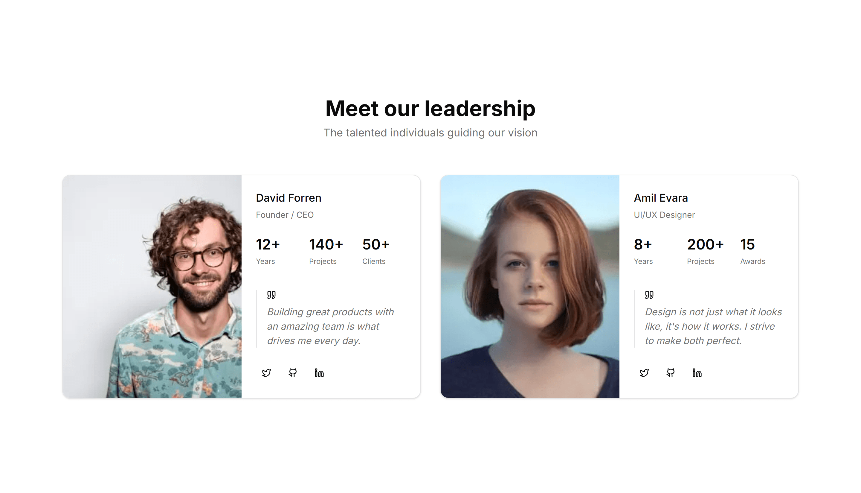 Marketing Team Section: With Testimonials