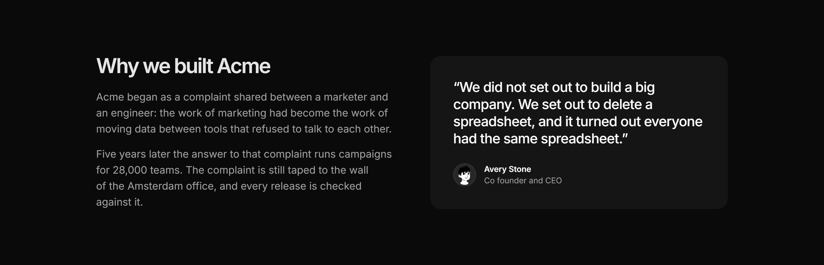 Marketing About: About Split With Quote