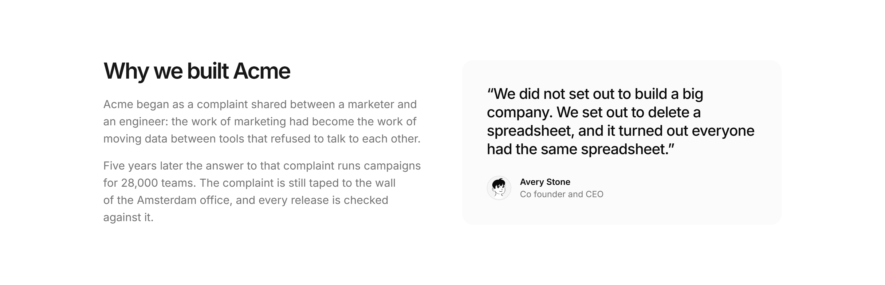 Marketing About: About Split With Quote