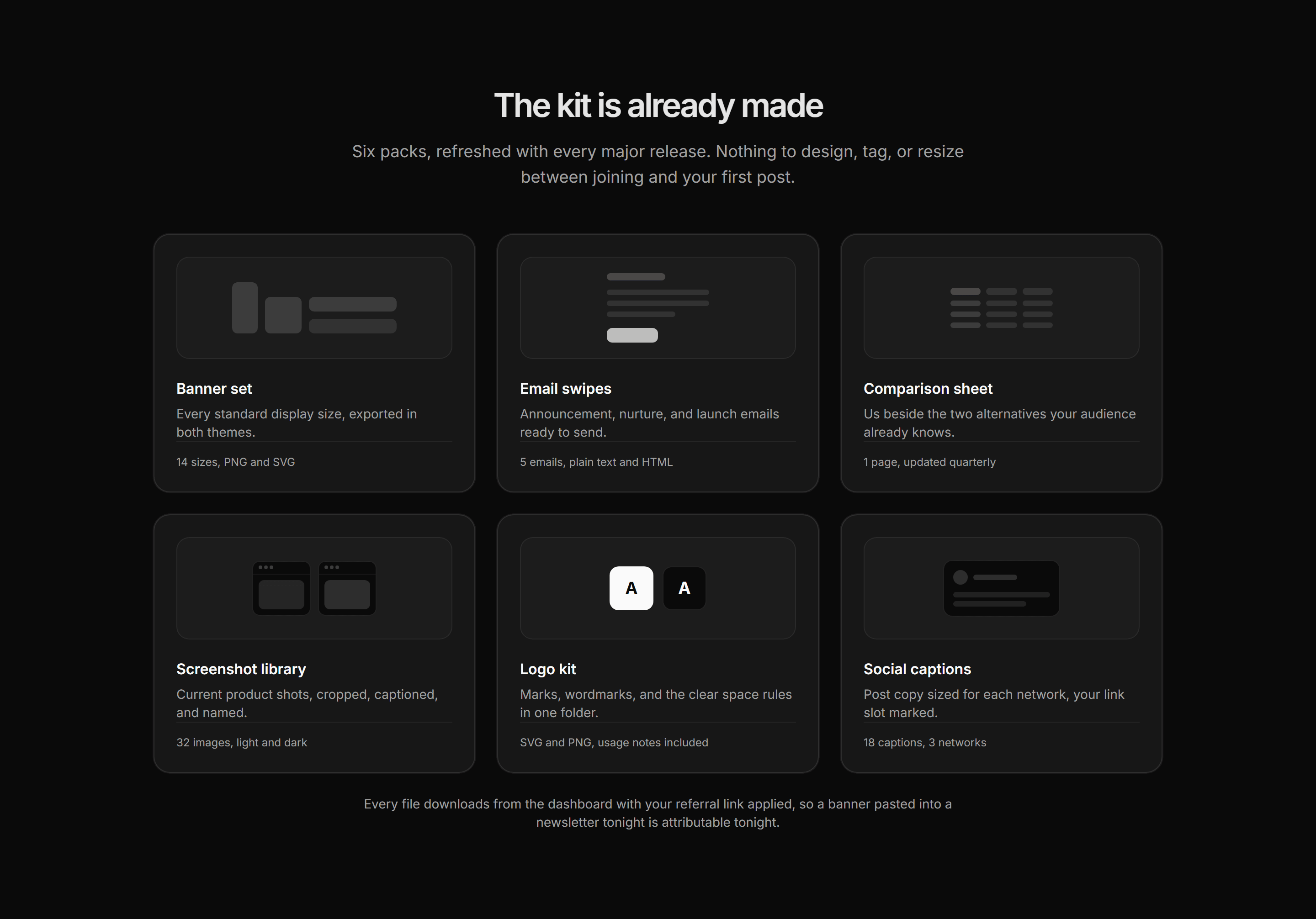 Marketing Affiliate: Promo Asset Kit Grid