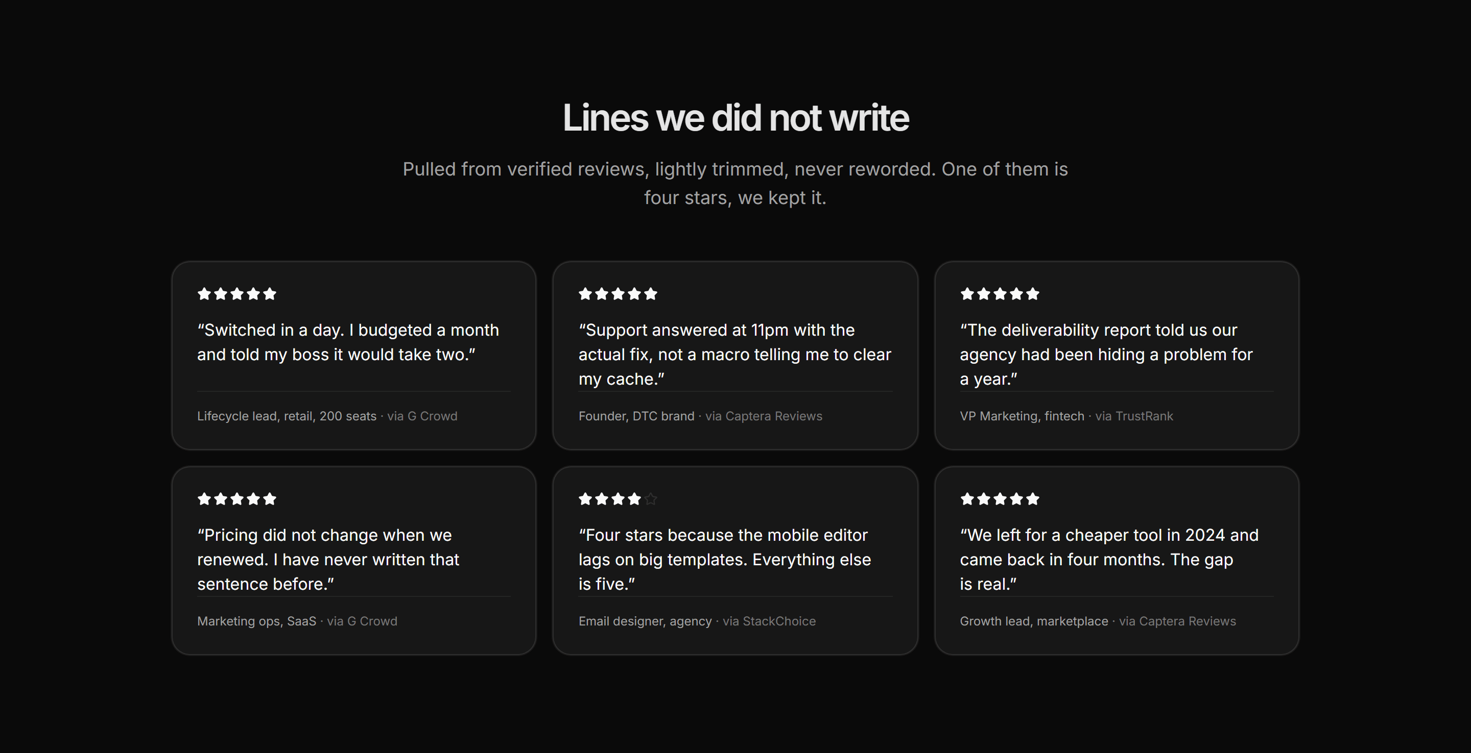 Marketing Award: Reviewer Quotes Grid