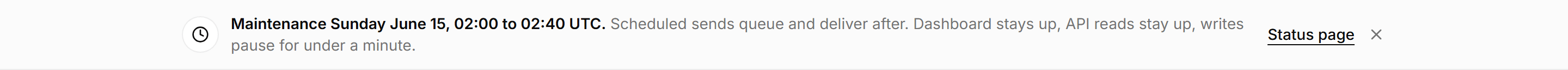 Marketing Banner: Scheduled Maintenance Banner