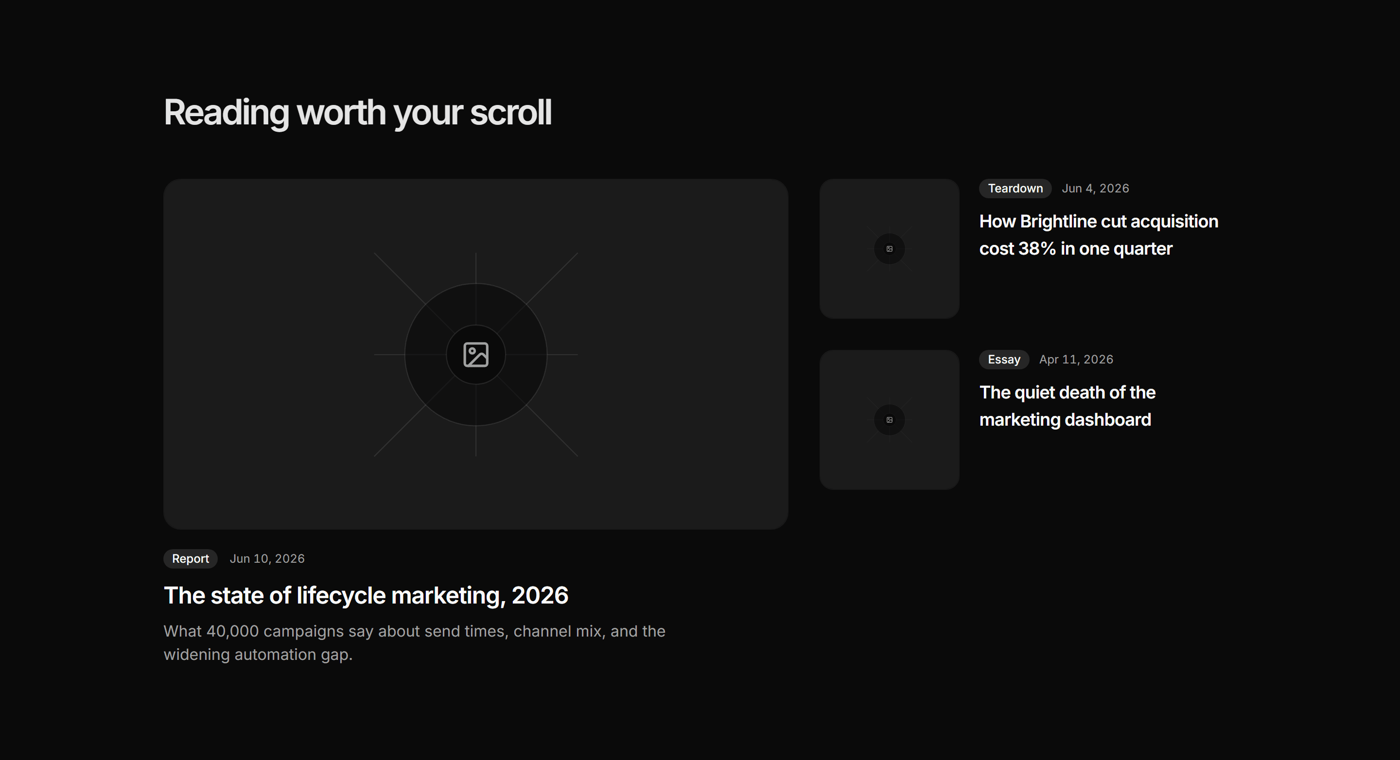 Marketing Blog: Editorial Feature Row