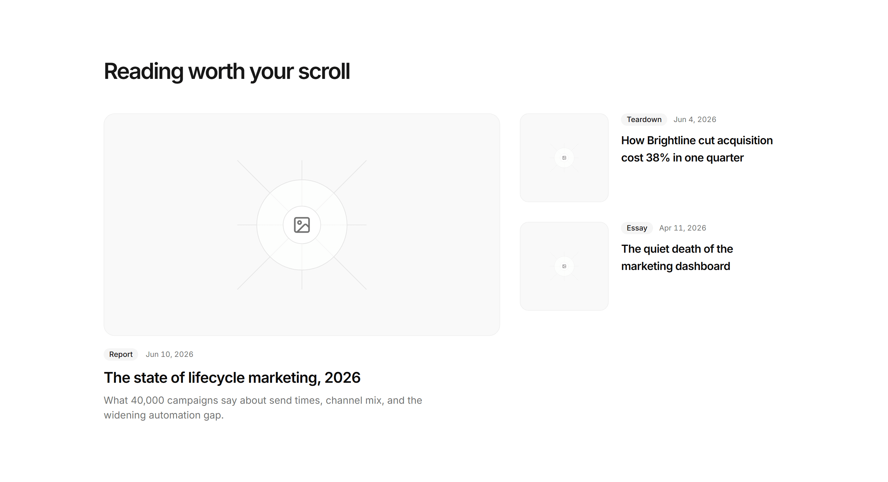 Marketing Blog: Editorial Feature Row