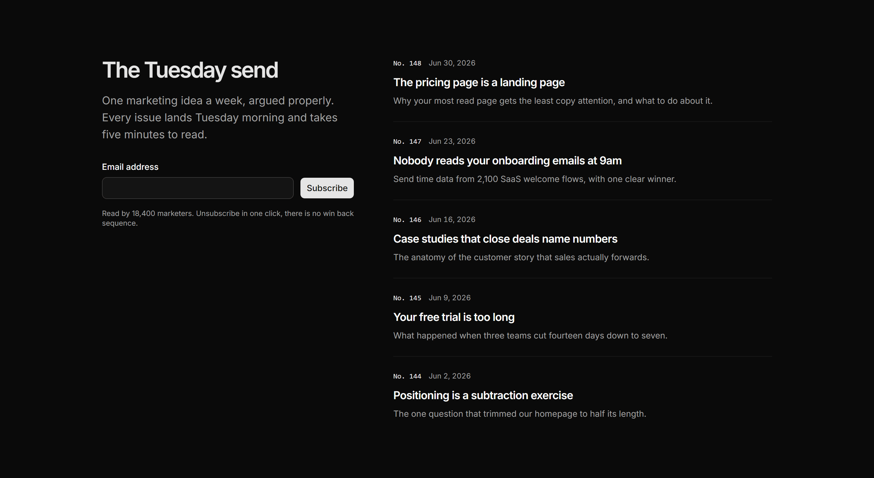 Marketing Blog: Newsletter Archive Split