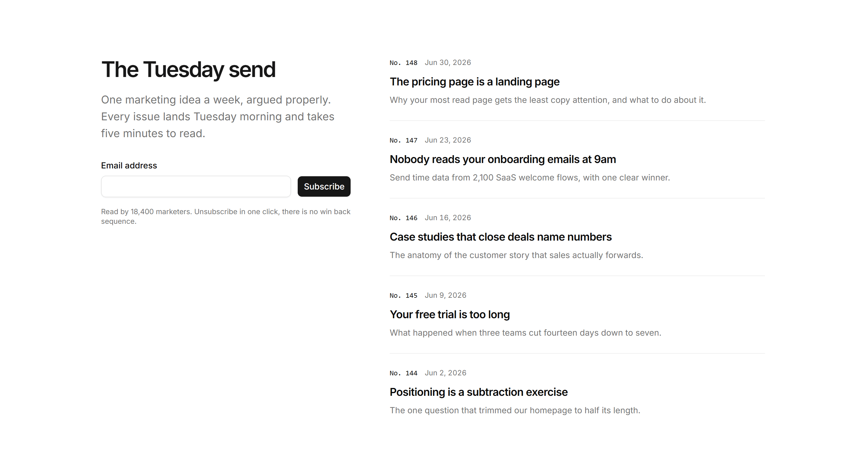 Marketing Blog: Newsletter Archive Split