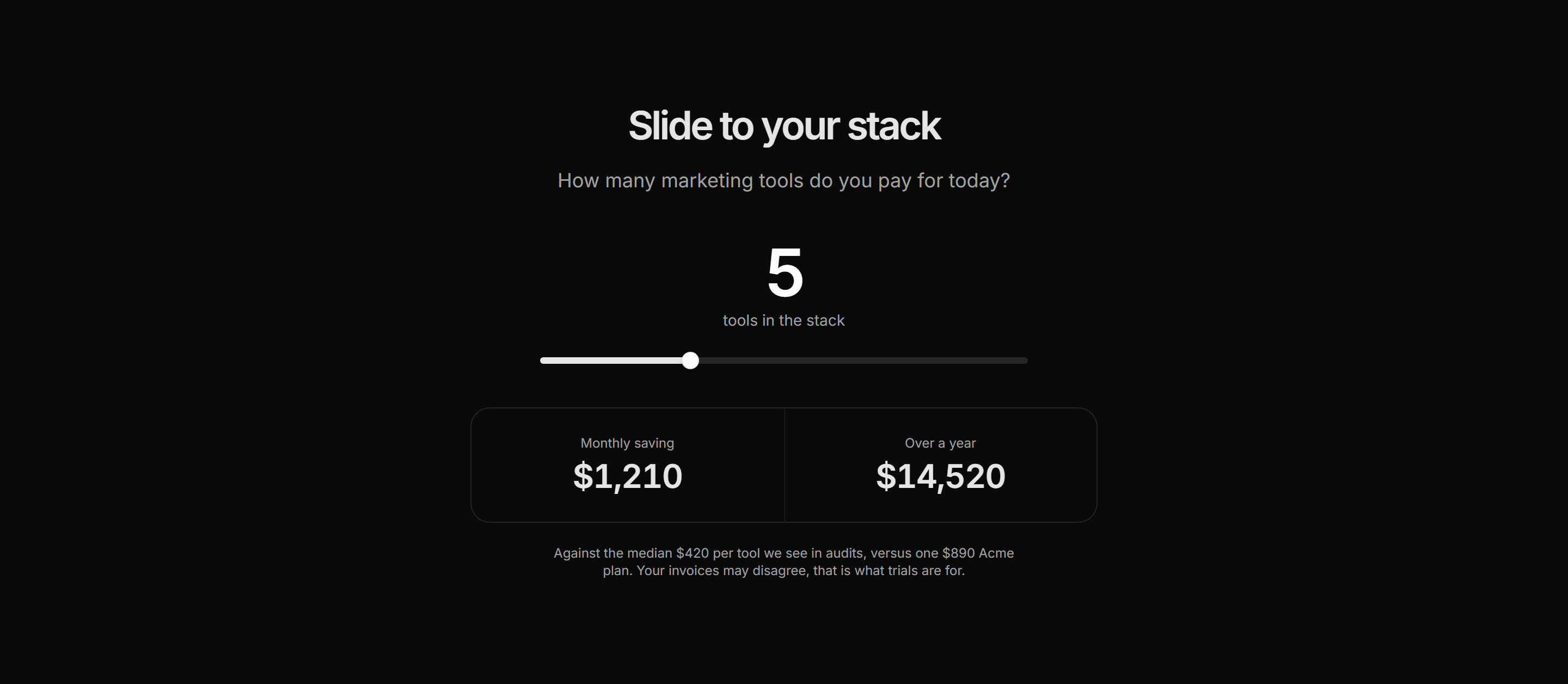 Marketing Calculator: Savings Slider