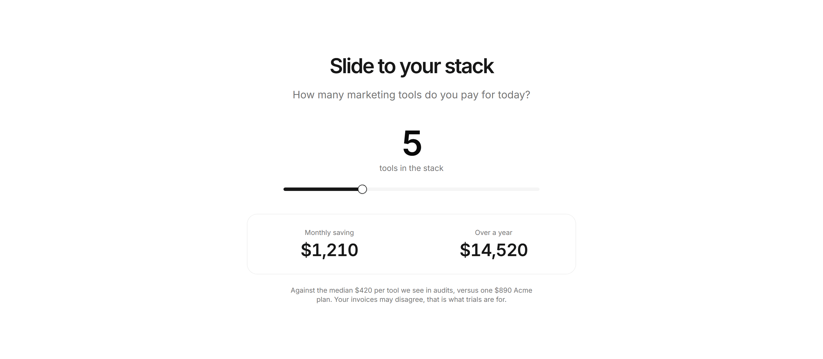 Marketing Calculator: Savings Slider