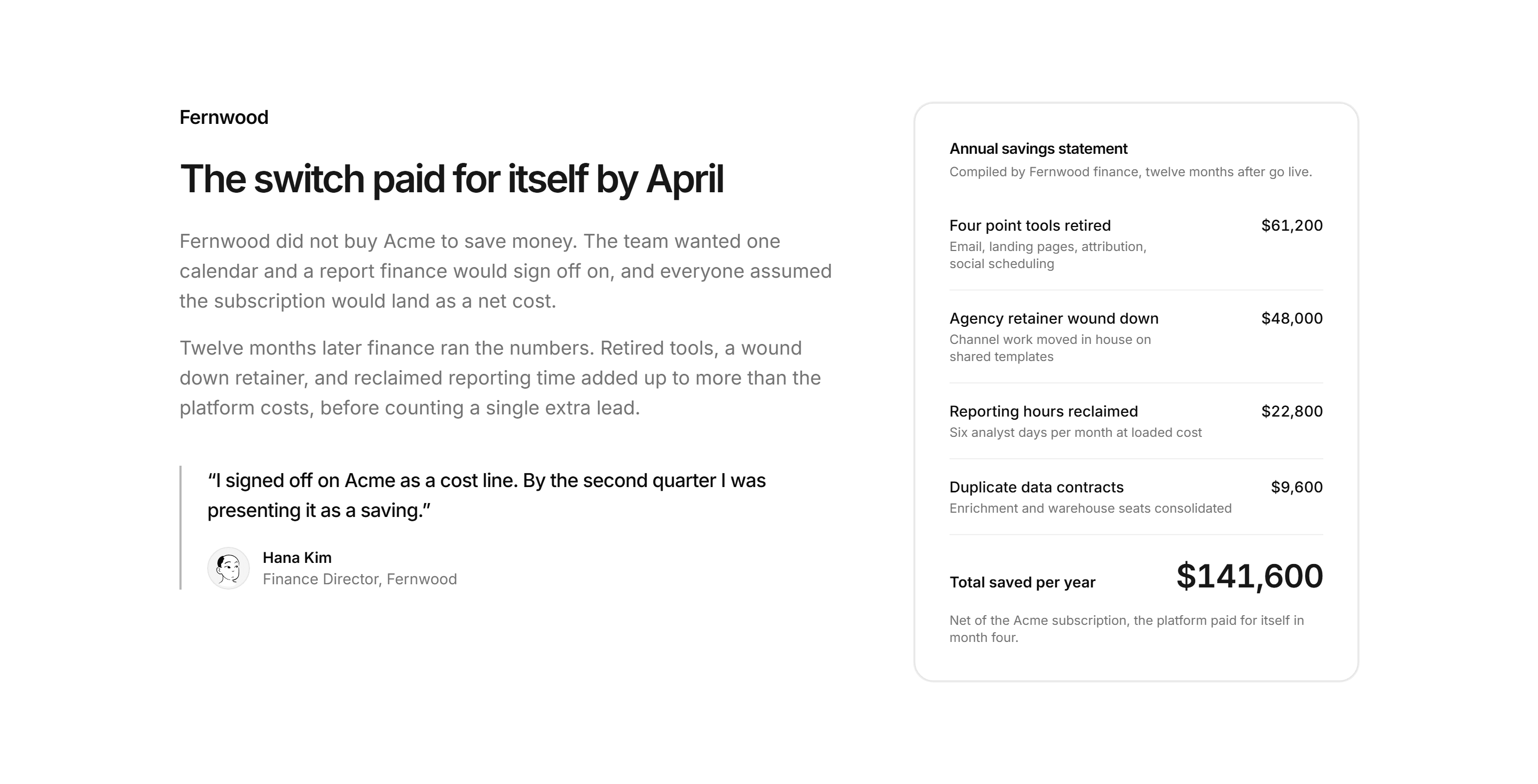Marketing Case Study: Savings Breakdown