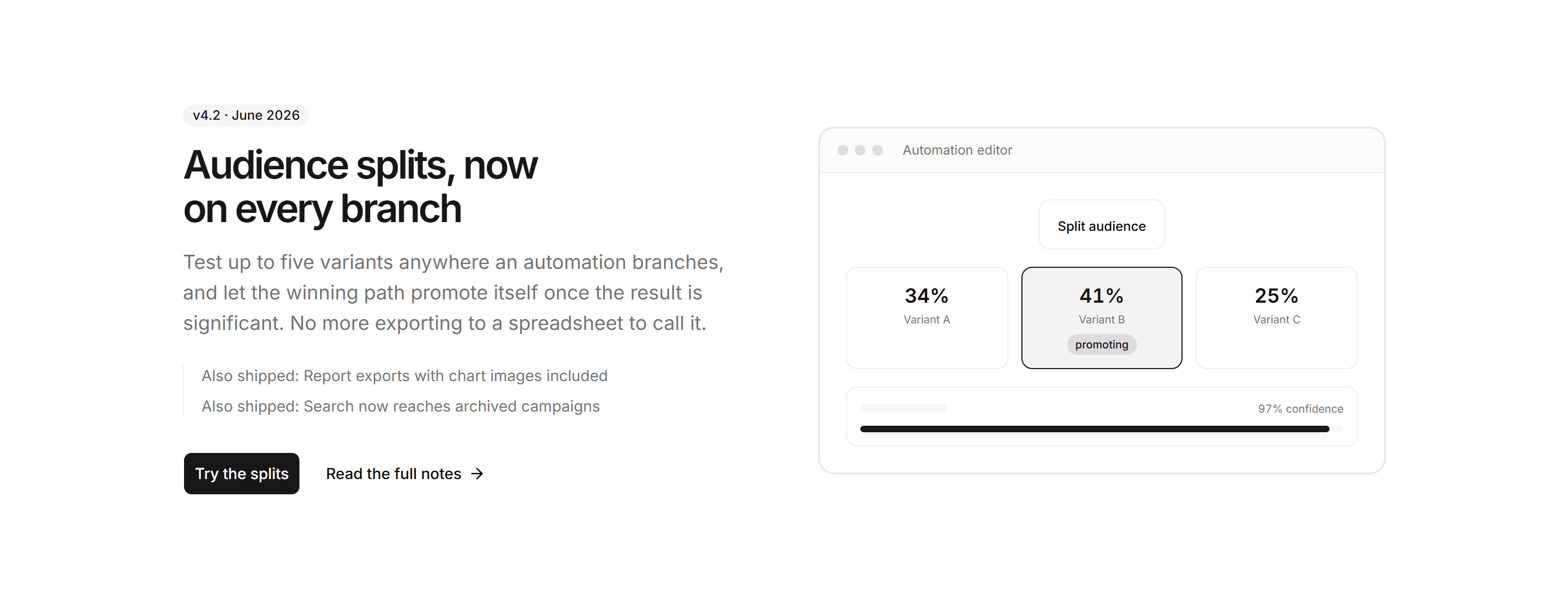 Marketing Changelog: Release Highlights Split