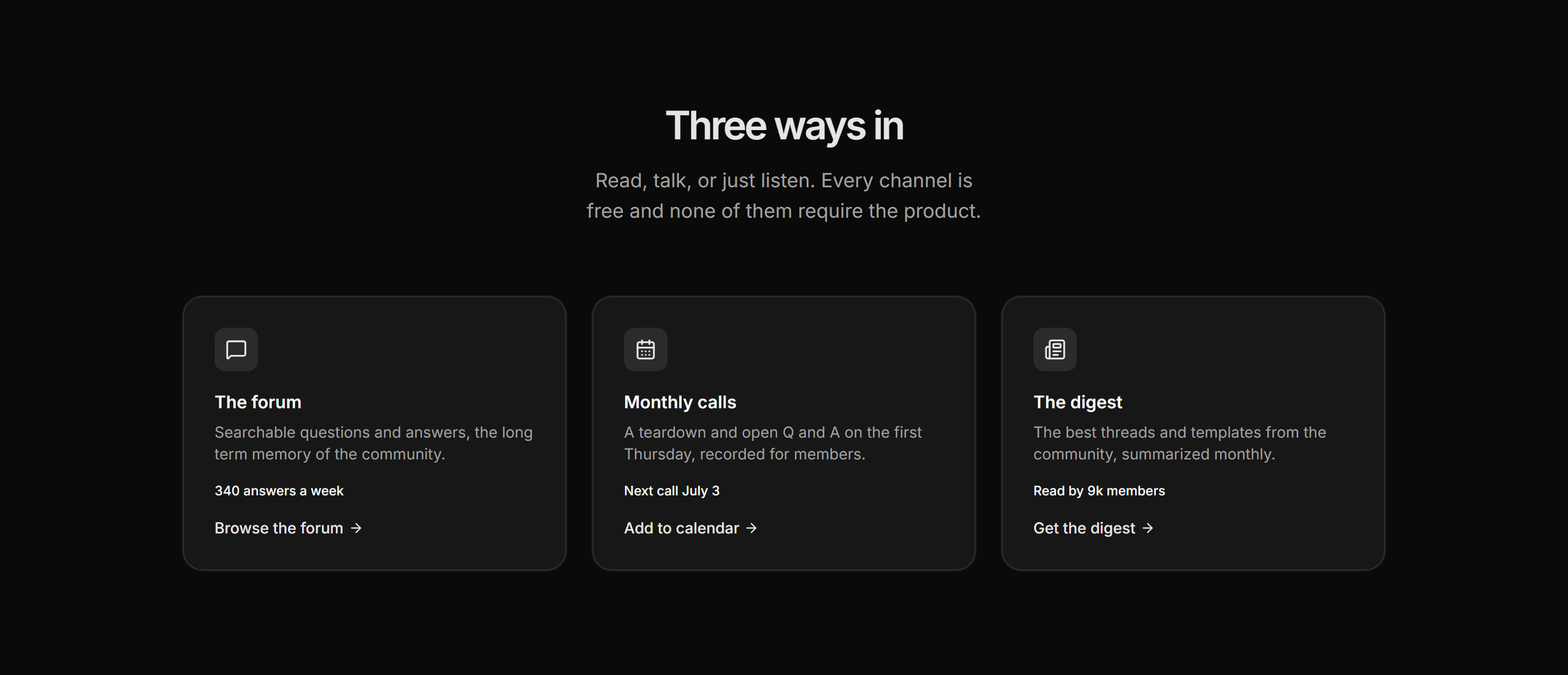 Marketing Community: Community Channels Cards