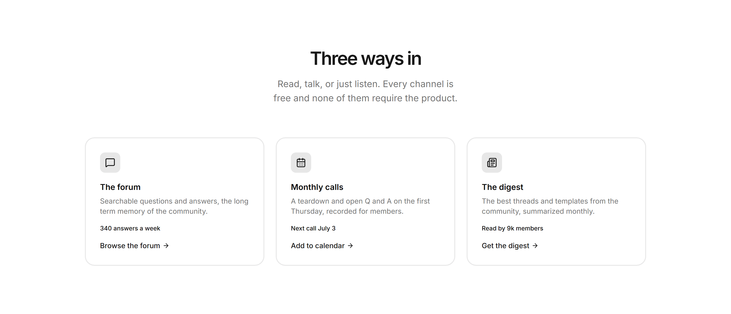 Marketing Community: Community Channels Cards