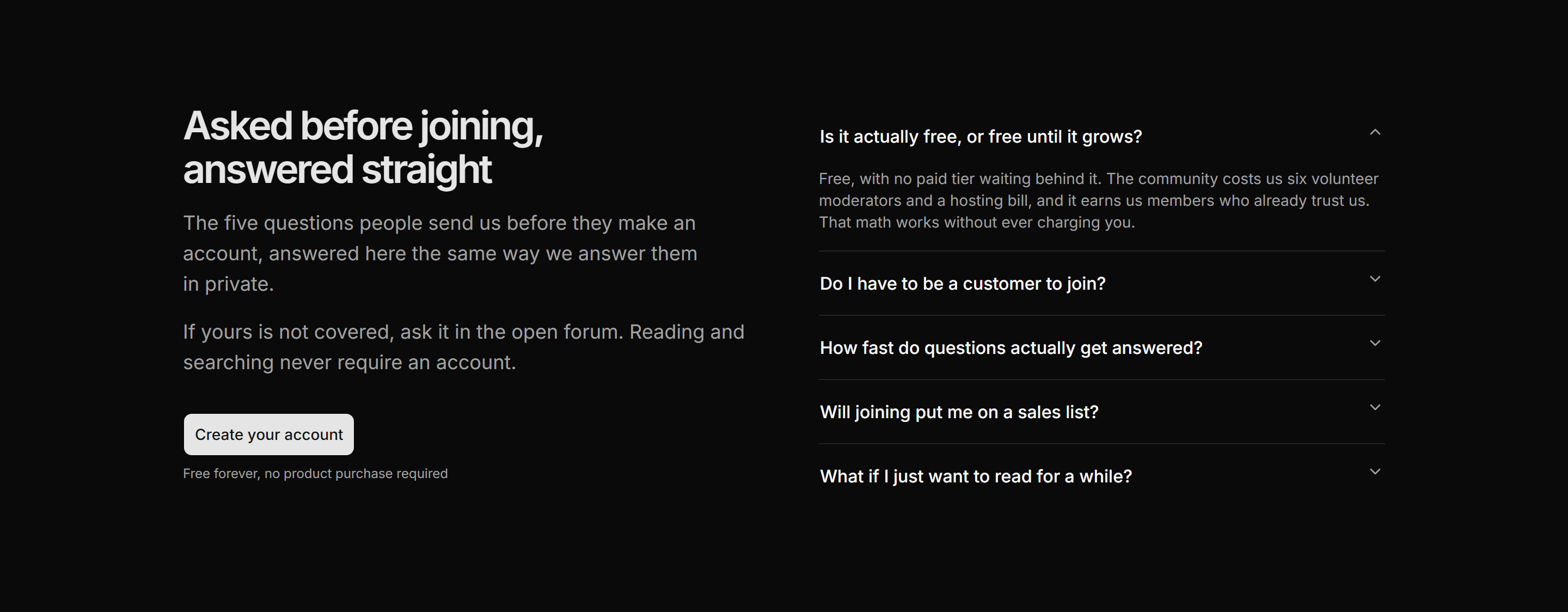 Marketing Community: Join FAQ Accordion