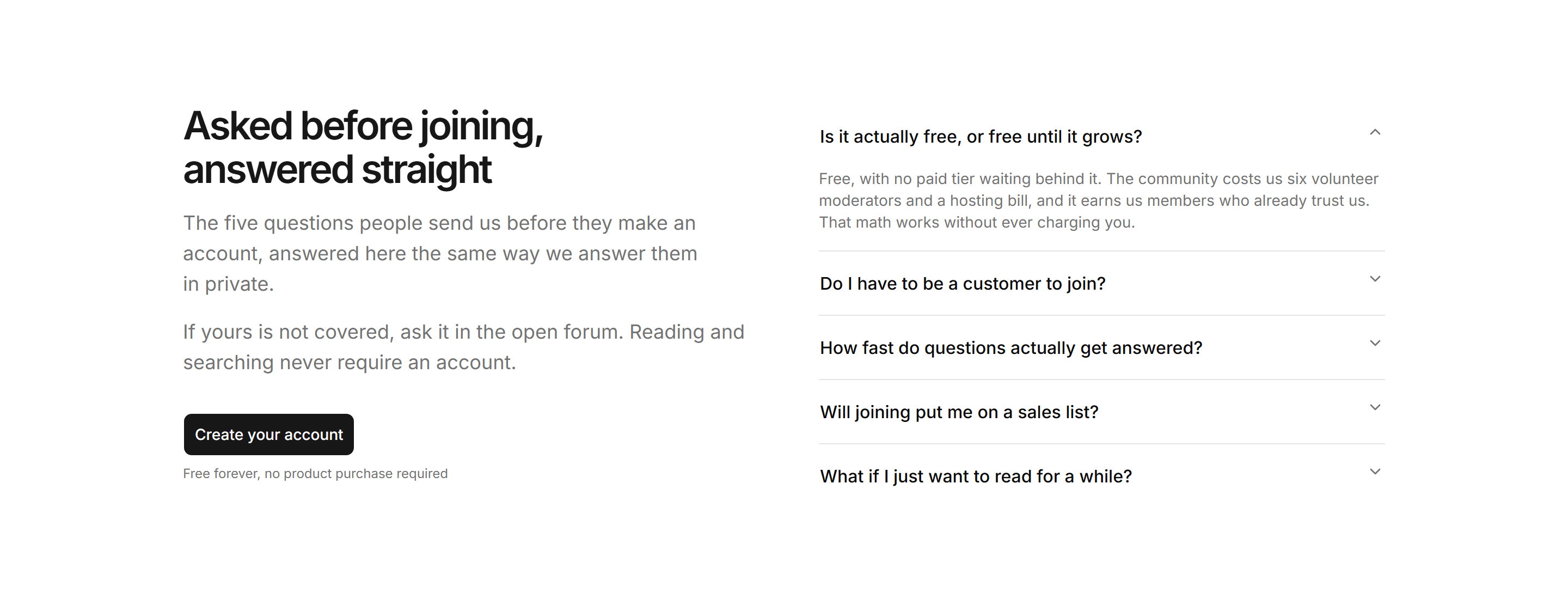 Marketing Community: Join FAQ Accordion