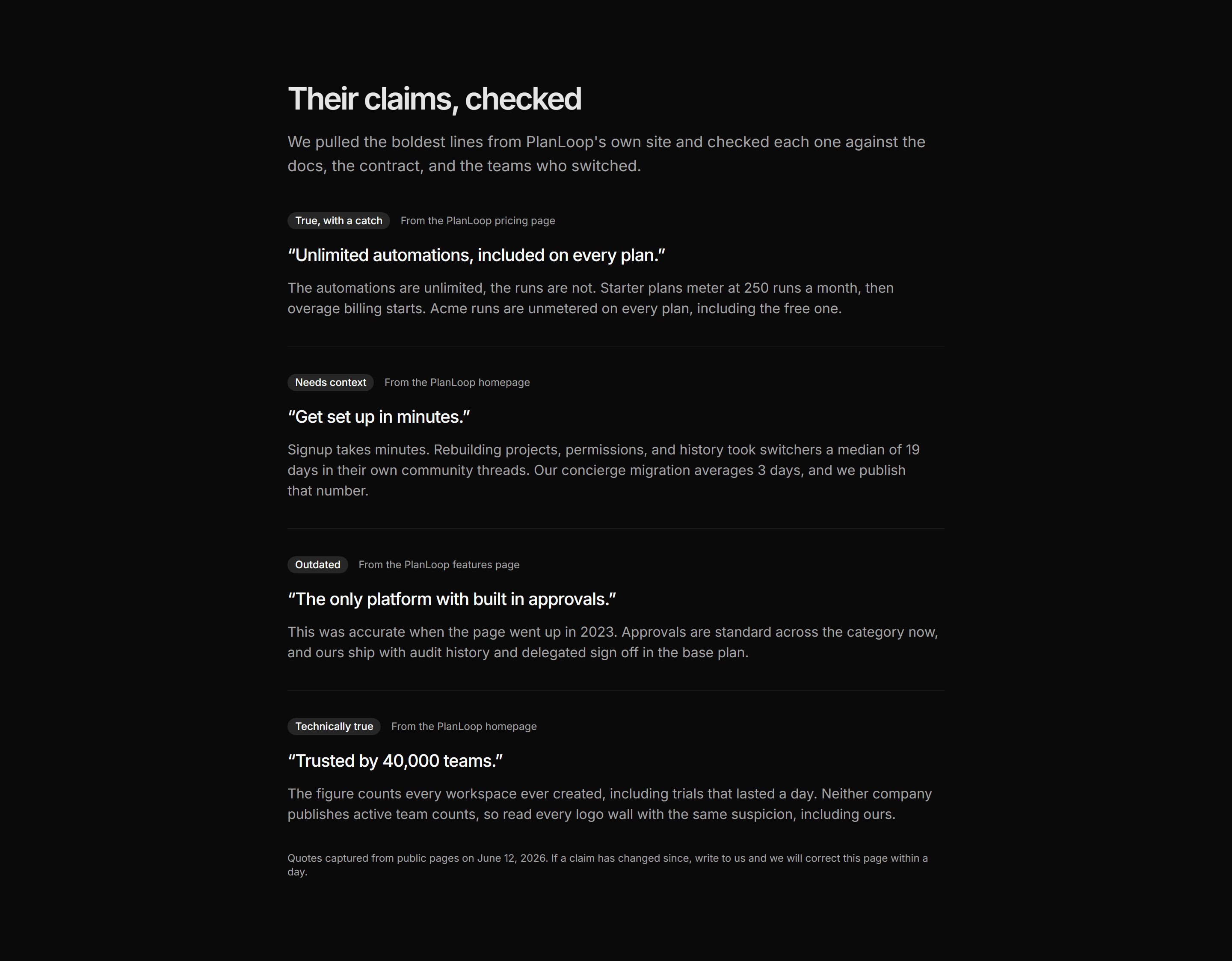 Marketing Comparison: Claim Check