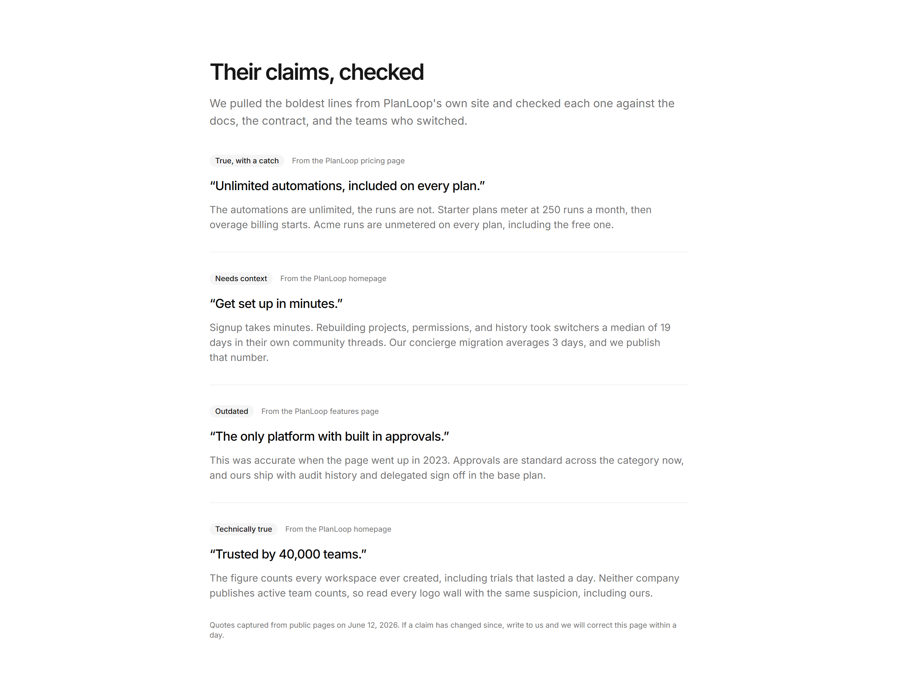 Marketing Comparison: Claim Check