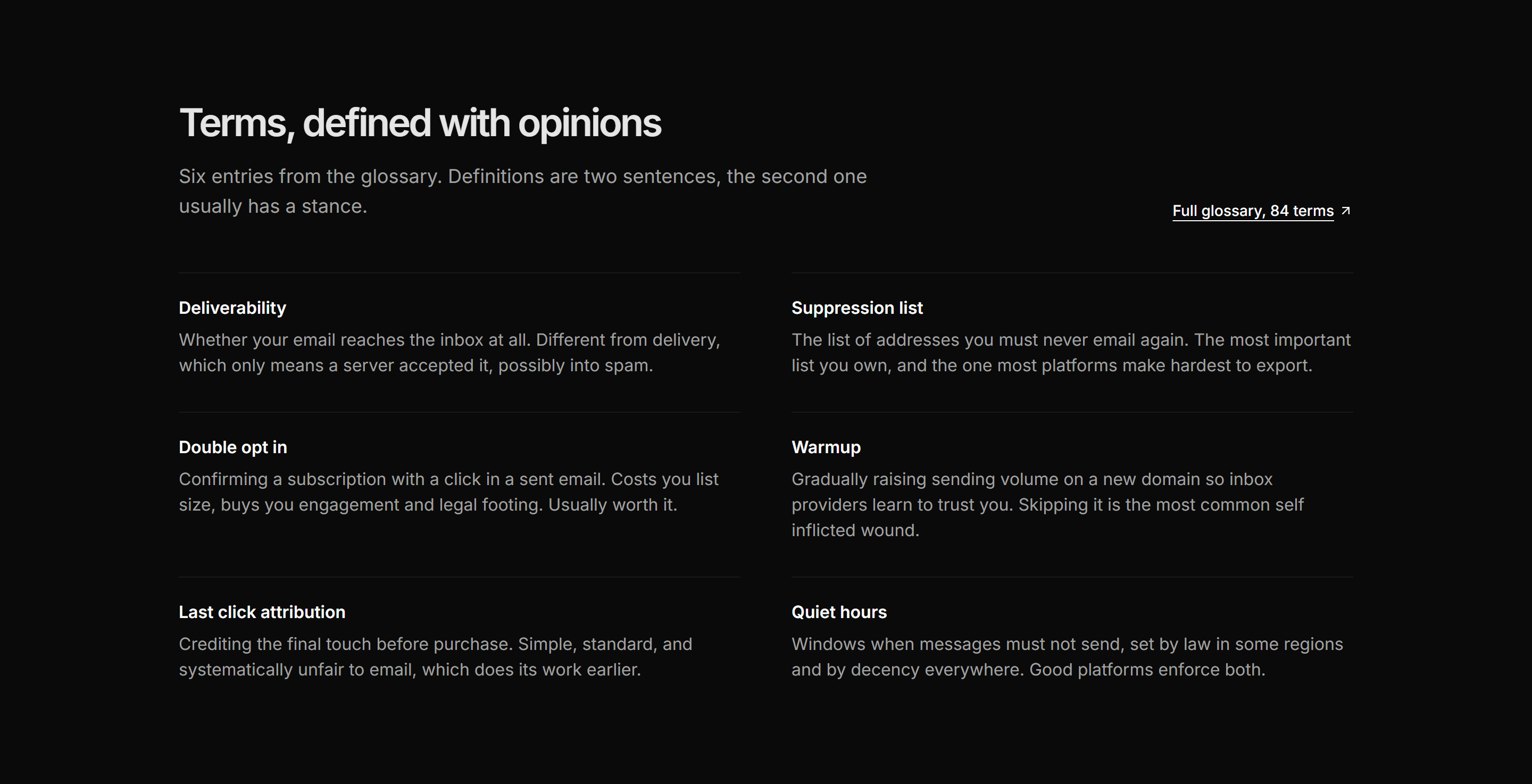 Marketing Content: Glossary Preview List