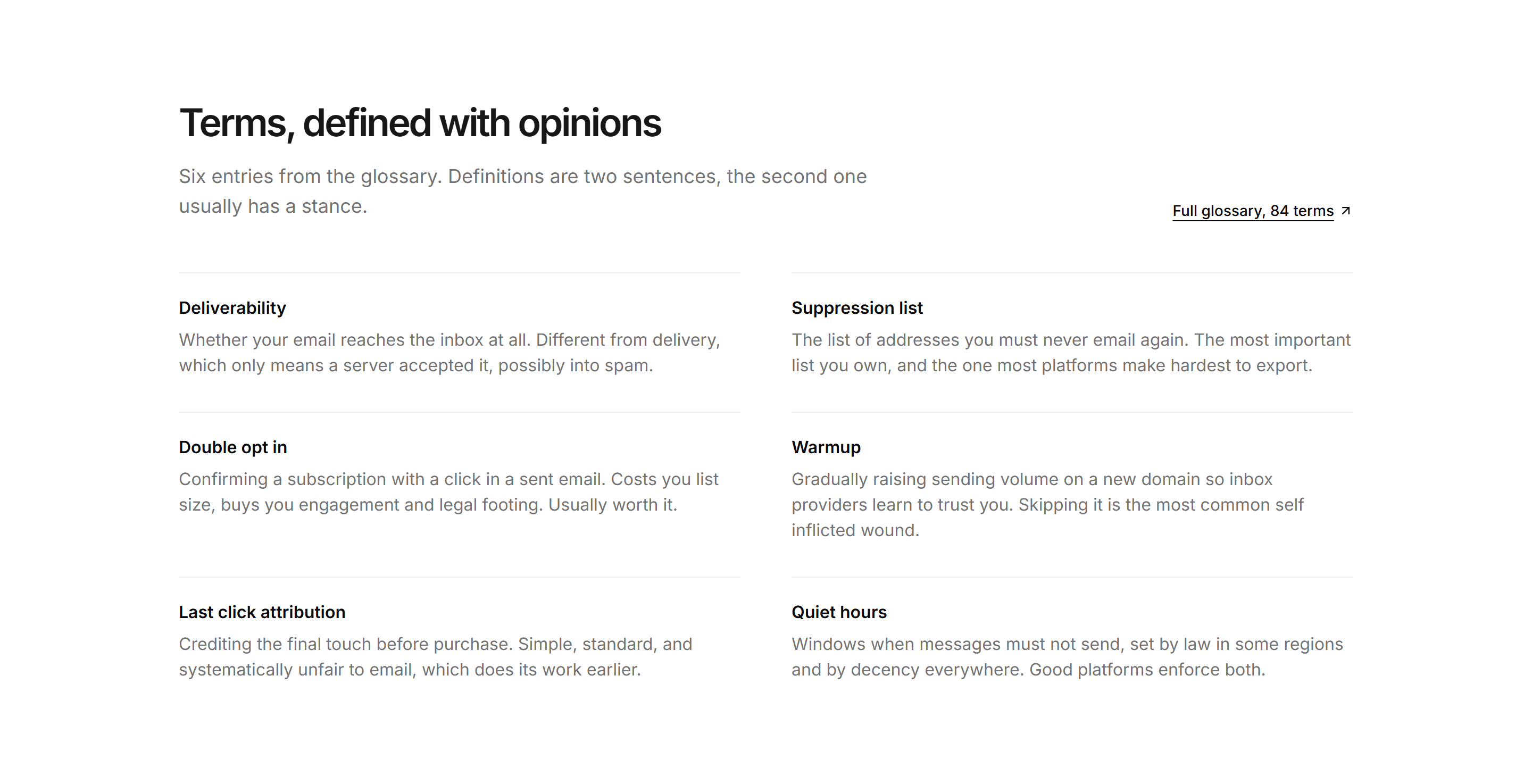Marketing Content: Glossary Preview List